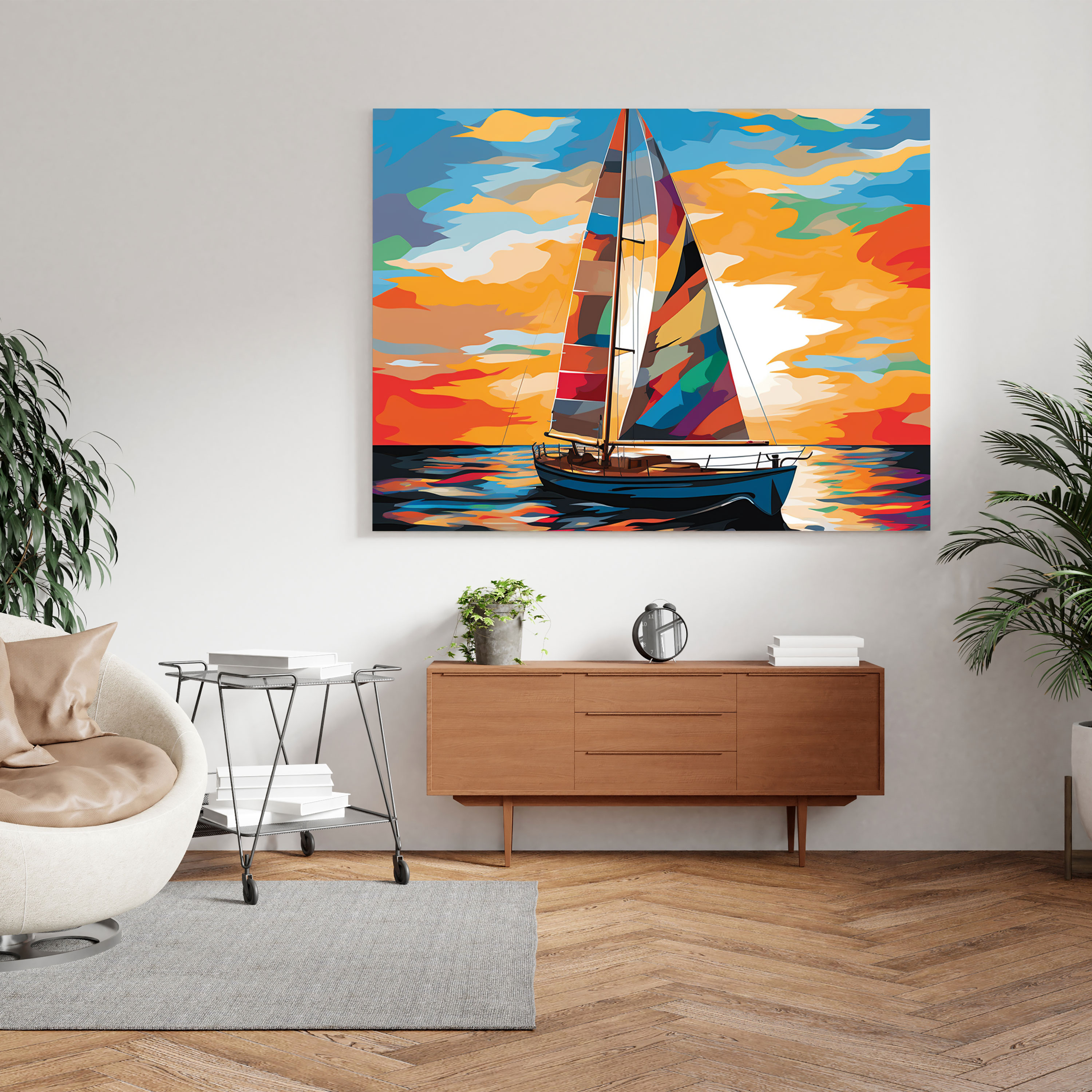 Sailboat Wall Art - Sailboat, Bold Colors, Wall Decoration, Vibrant Colors