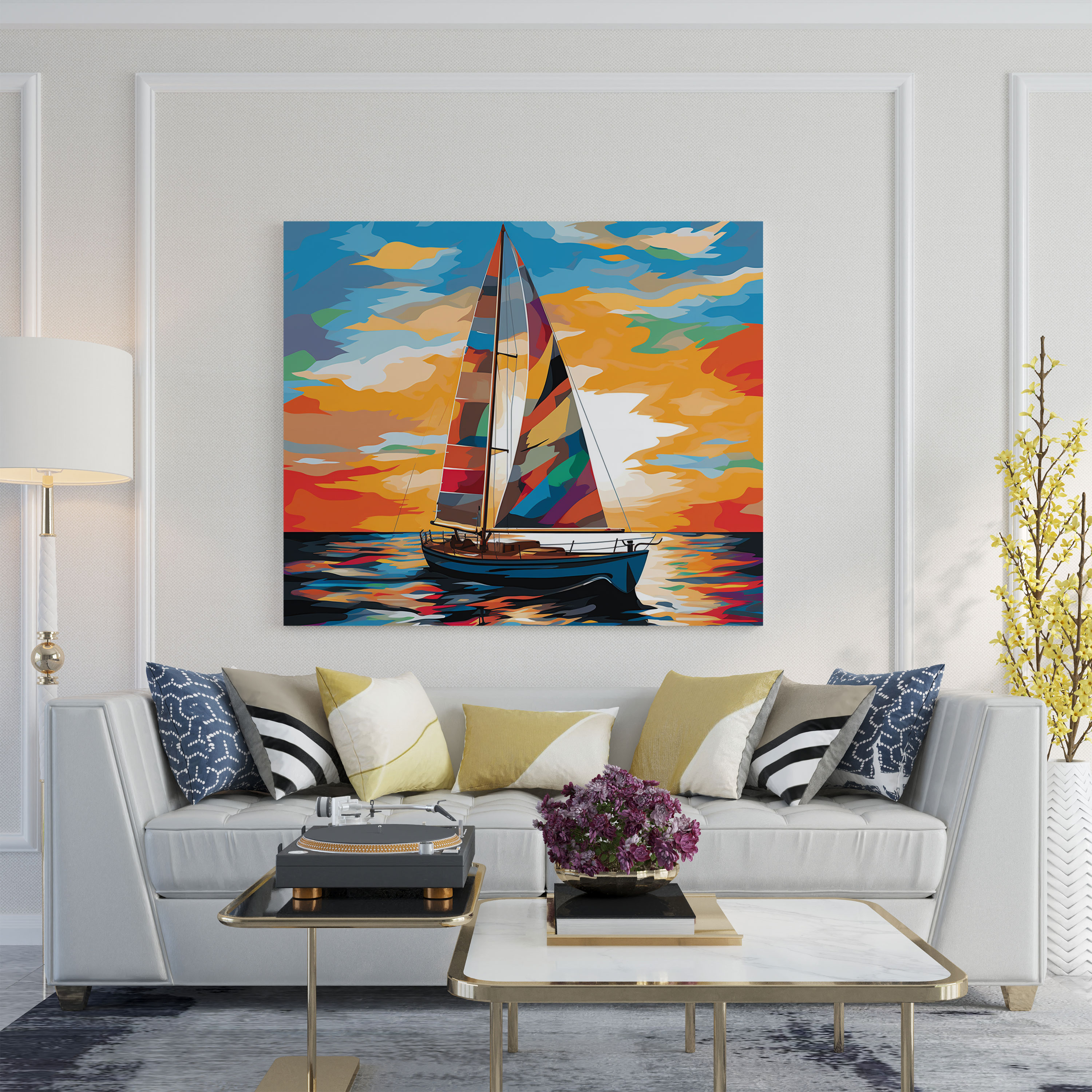 Sailboat Wall Art - Sailboat, Bold Colors, Wall Decoration, Vibrant Colors