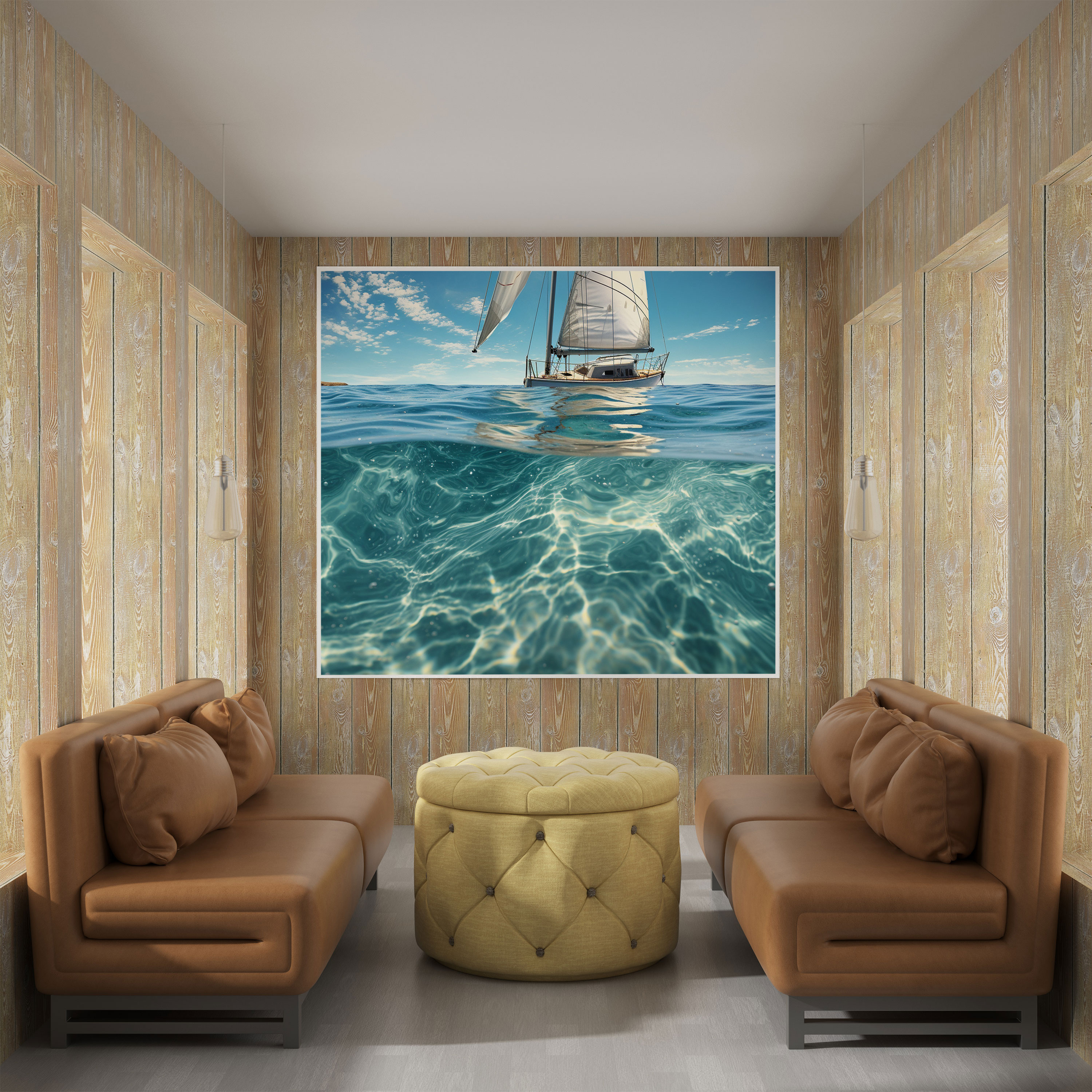 Sailboat Wall Decoration - Sailboat, Photorealistic, Seascape Photograph, Canvas Wall Art