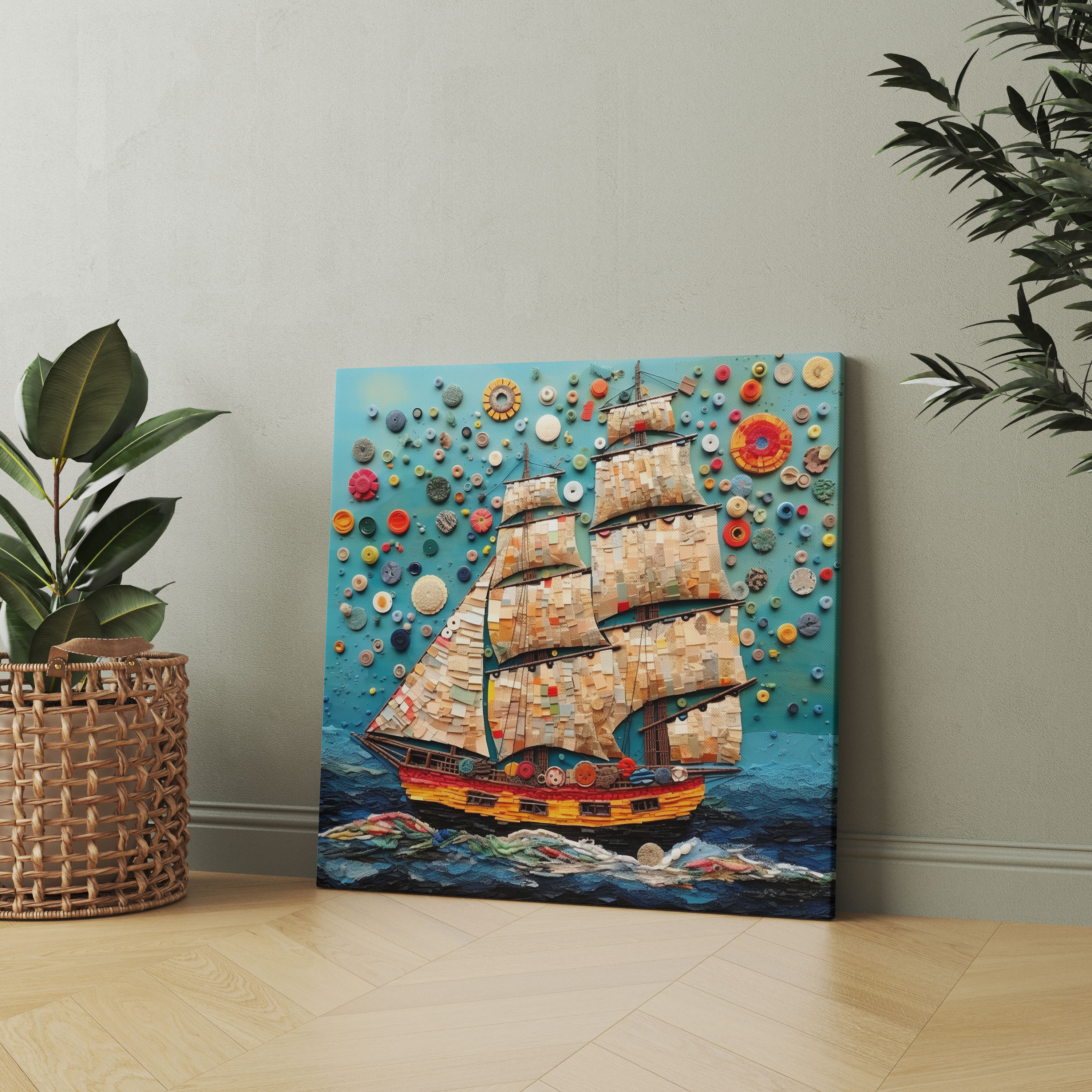 Sailboat Canvas Print - Sailboat, Whimsical, Canvas, Fabric