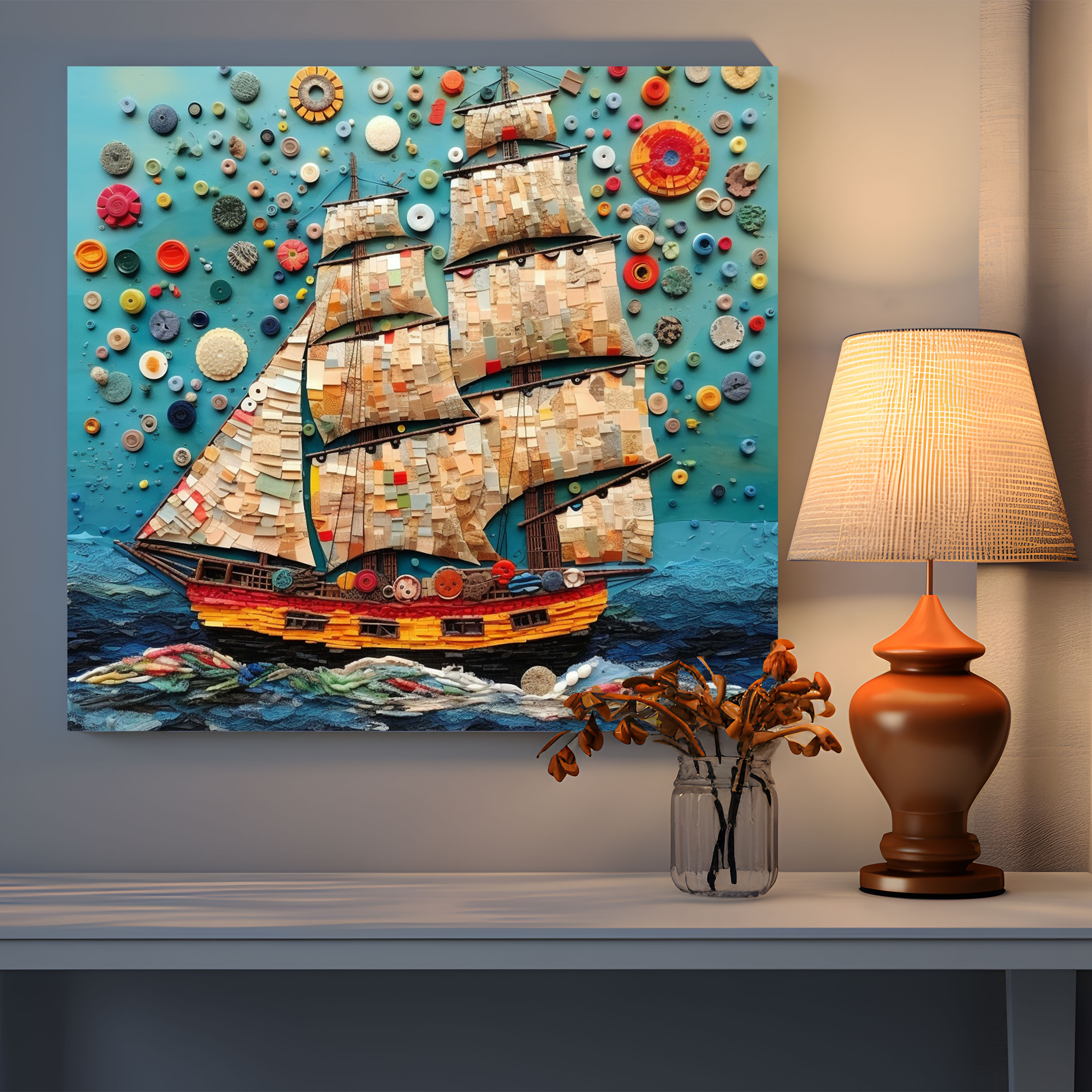 Sailboat Canvas Print - Sailboat, Whimsical, Canvas, Fabric