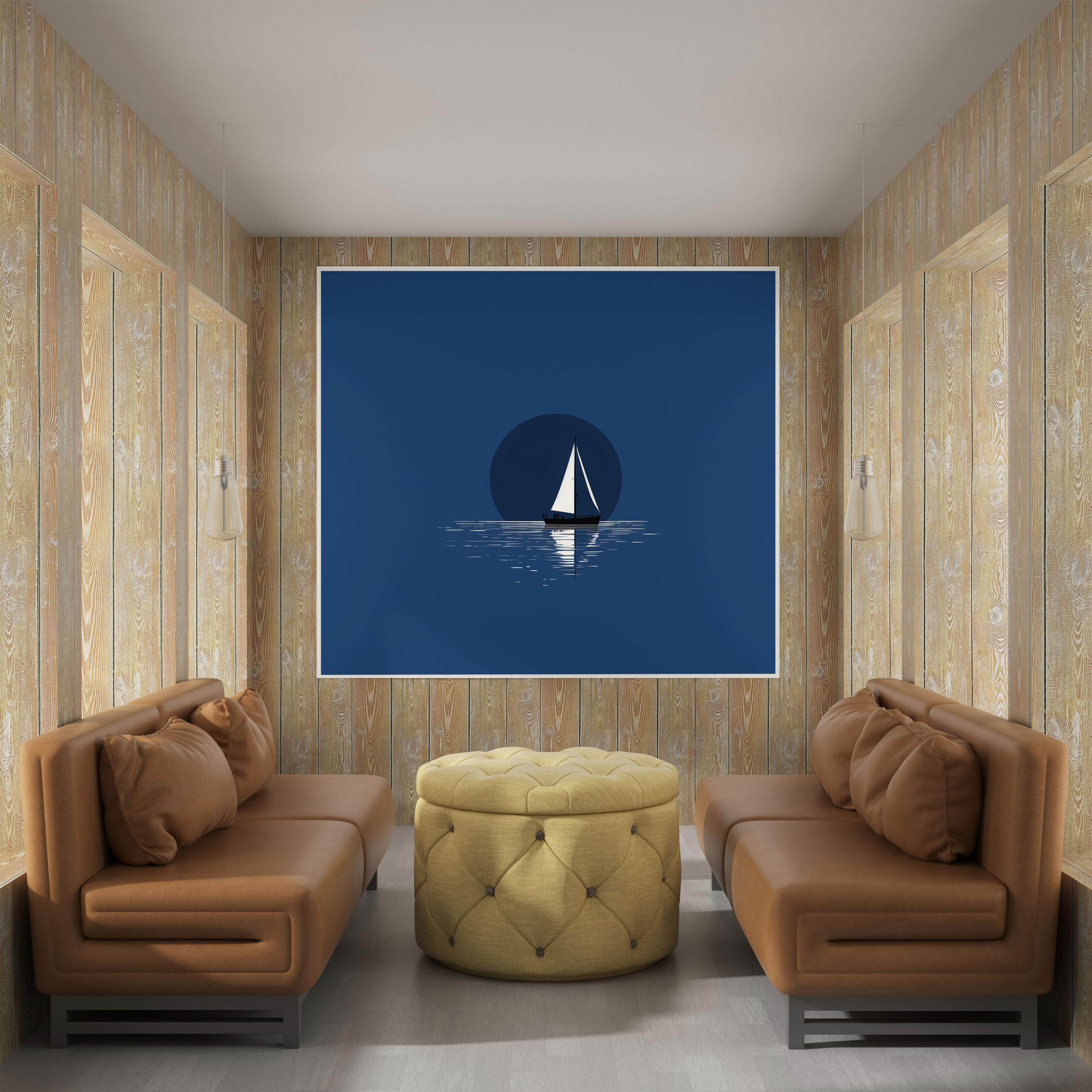 Sailboat Canvas Print - Deep Blue Silhouette - Wall Art - Sailboat, Exploration, Home Decoration, Deep Blue