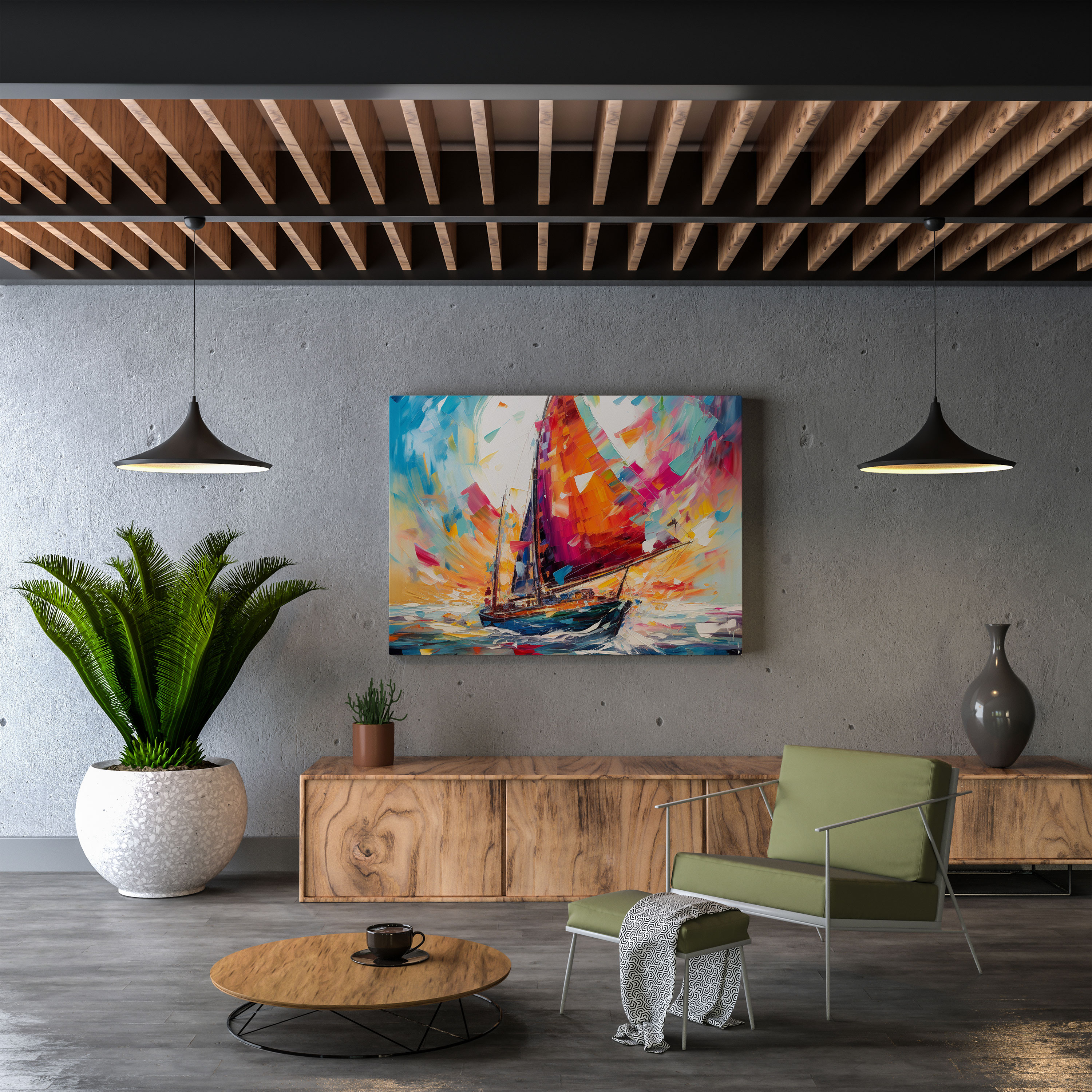 Sailboat Canvas Print - Abstract Adventure - Wall Art - Sailboat, Spirit Of Adventure, Canvas, Abstract Art