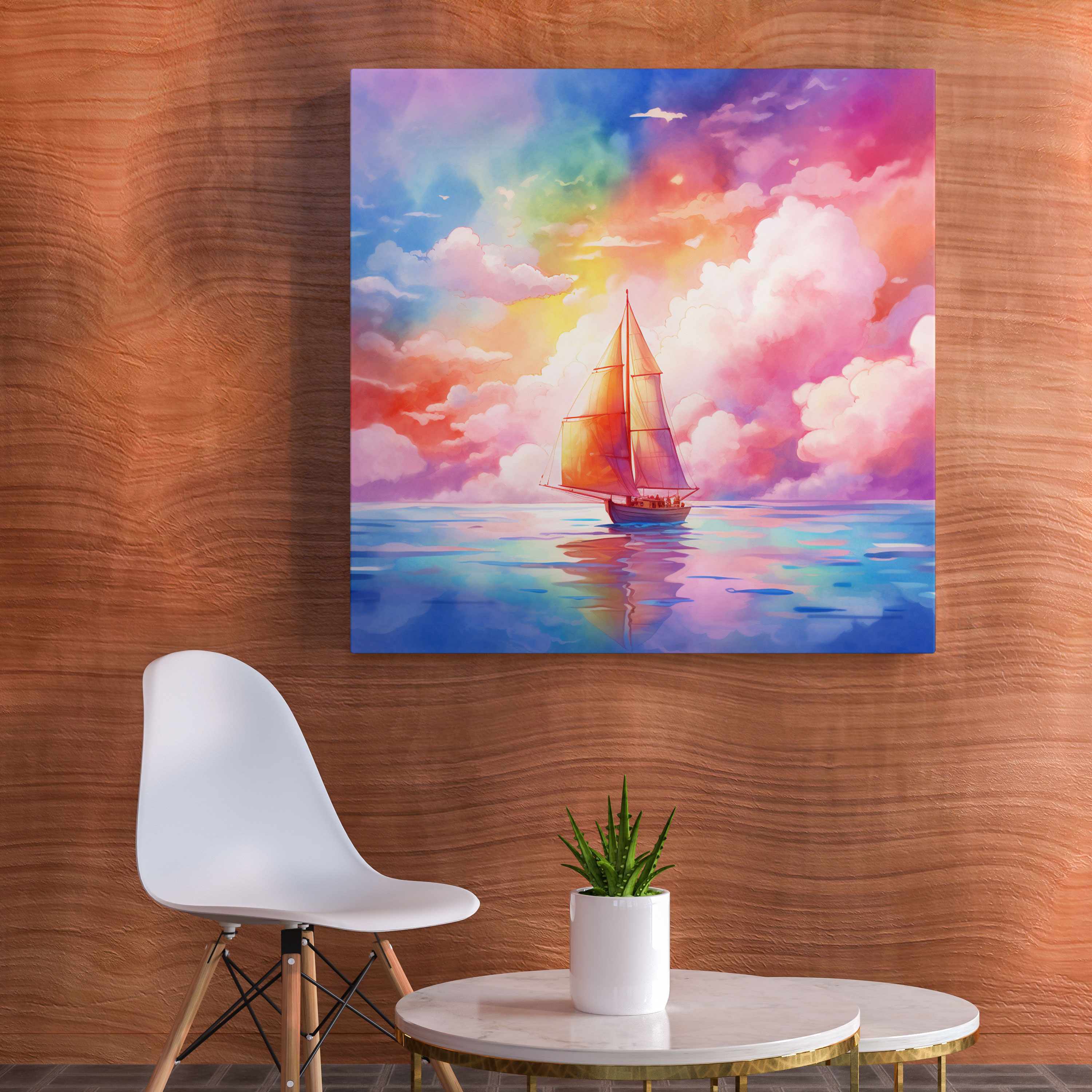 Sailboat Canvas Print - Rainbow Skies - Wall Art - Sailboat, Positivity, Home Decoration, Canvas