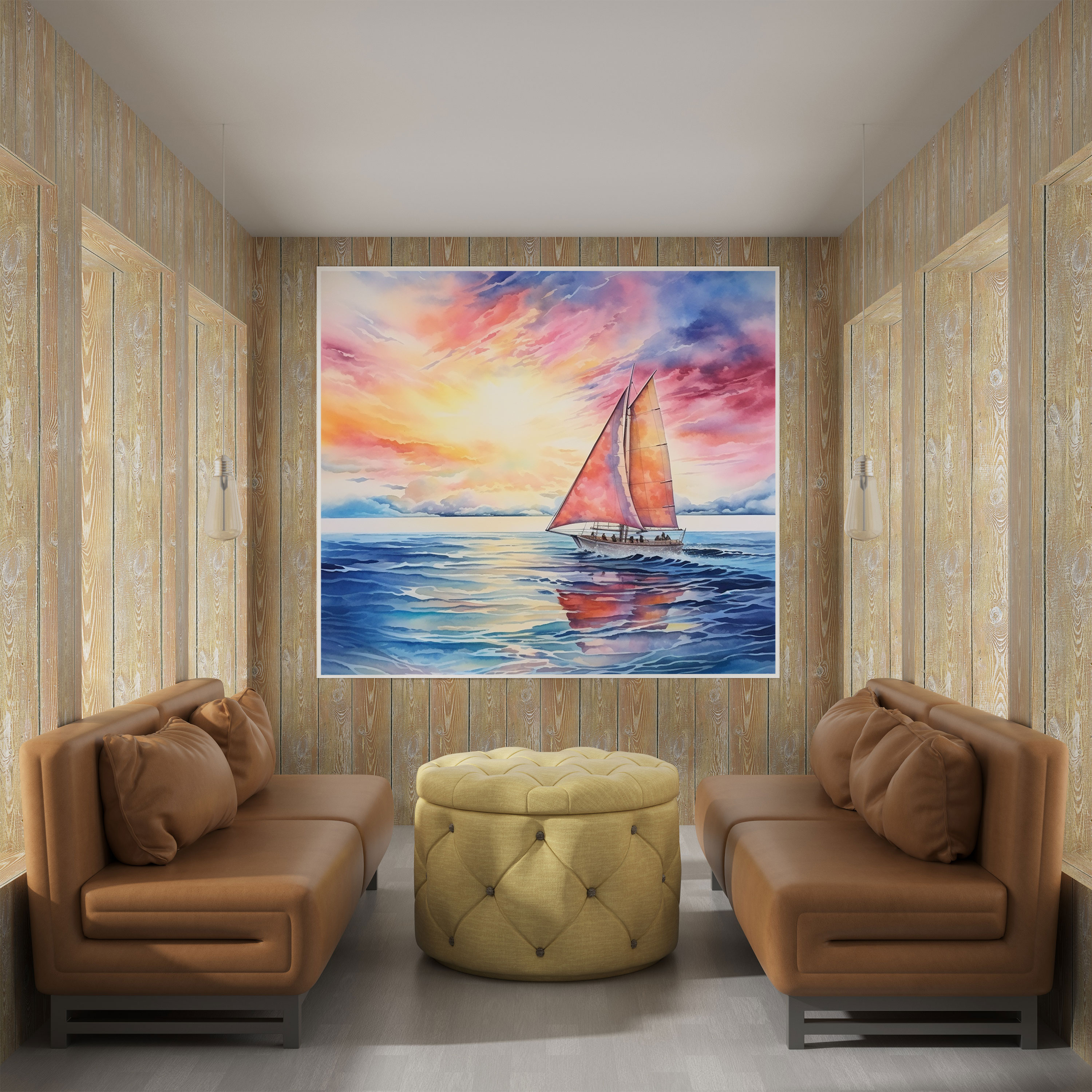 Sailboat Watercolor Canvas Print - Sailboat, Home Decoration, Canvas Print, Wall Decoration