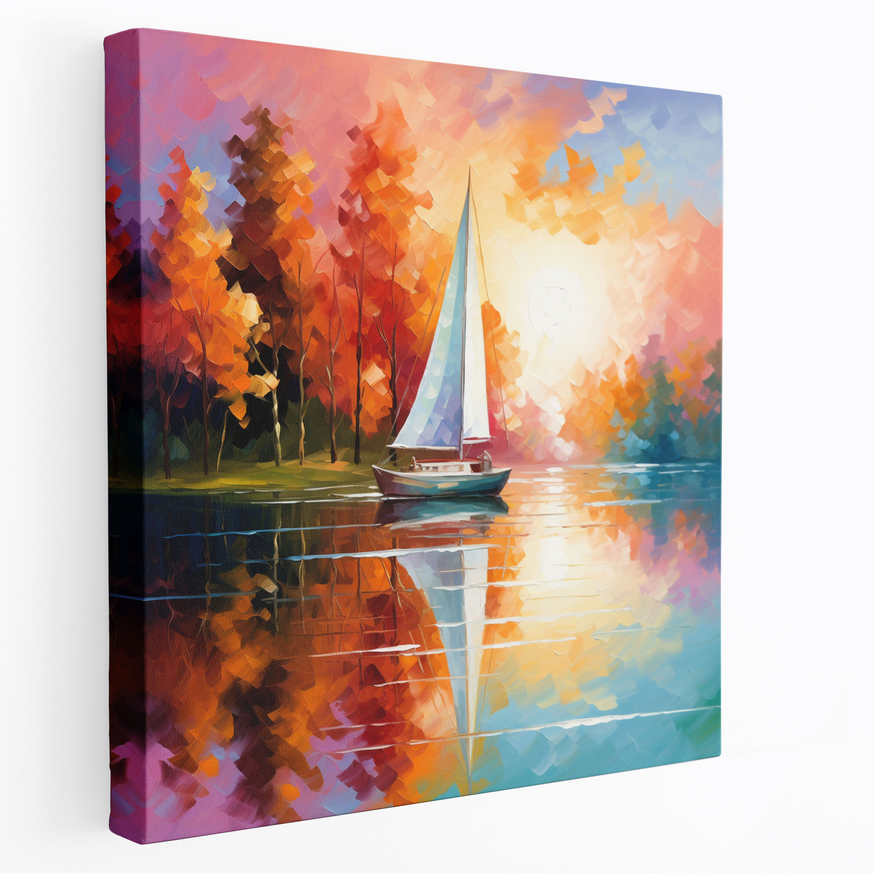 Serene Lake Sailboat Canvas Print - Sailboat, Home Decoration, Canvas Print, Wall Art