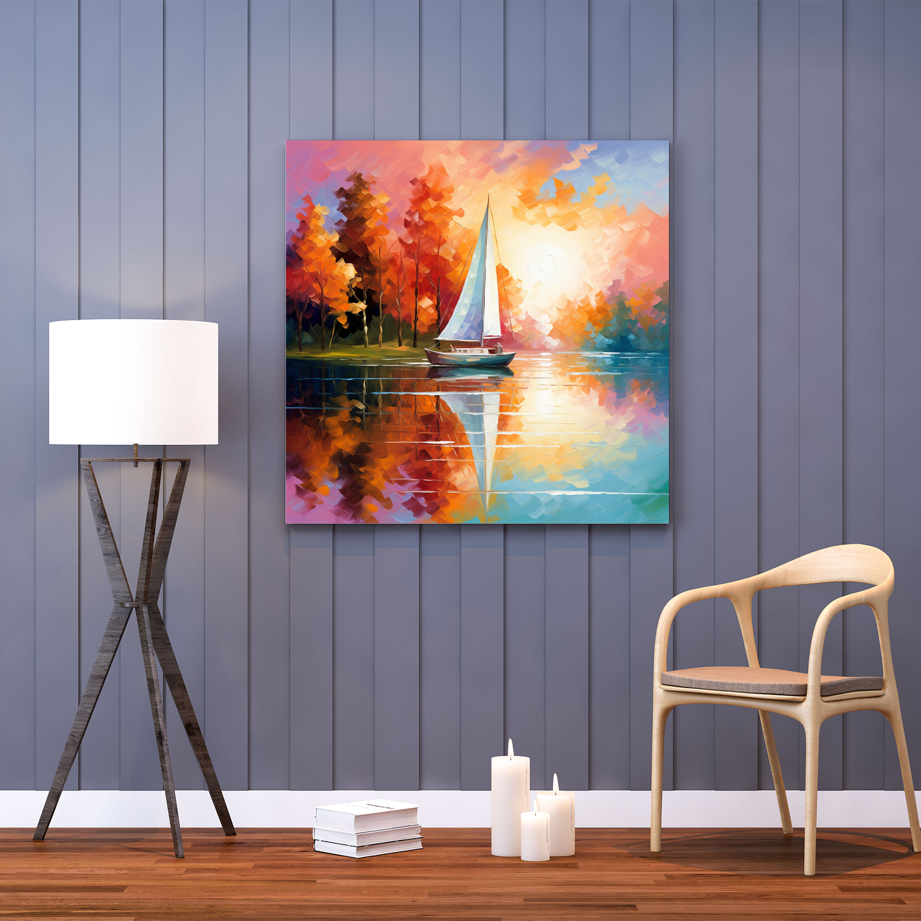 Serene Lake Sailboat Canvas Print - Sailboat, Home Decoration, Canvas Print, Wall Art