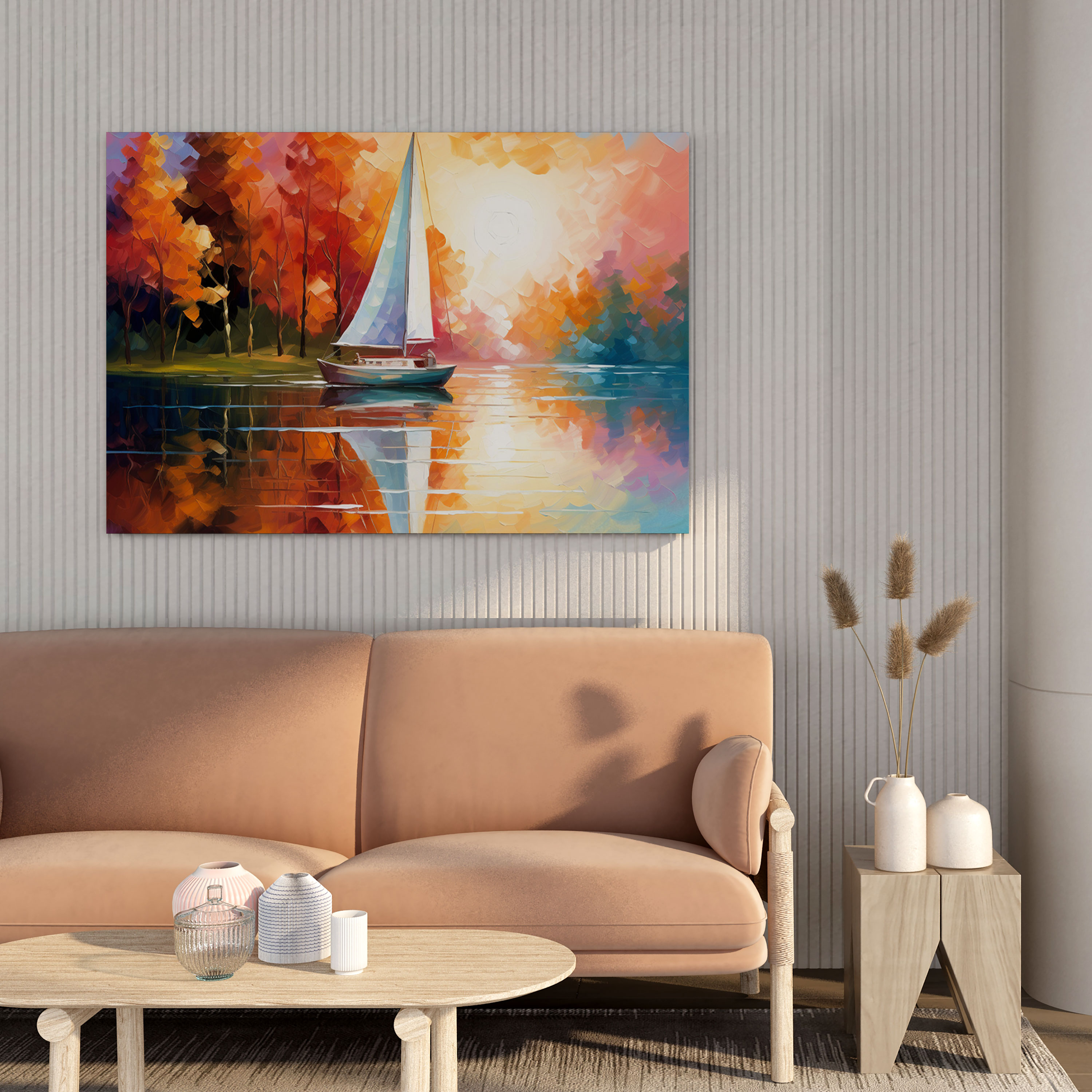 Serene Lake Sailboat Canvas Print - Sailboat, Home Decoration, Canvas Print, Wall Art