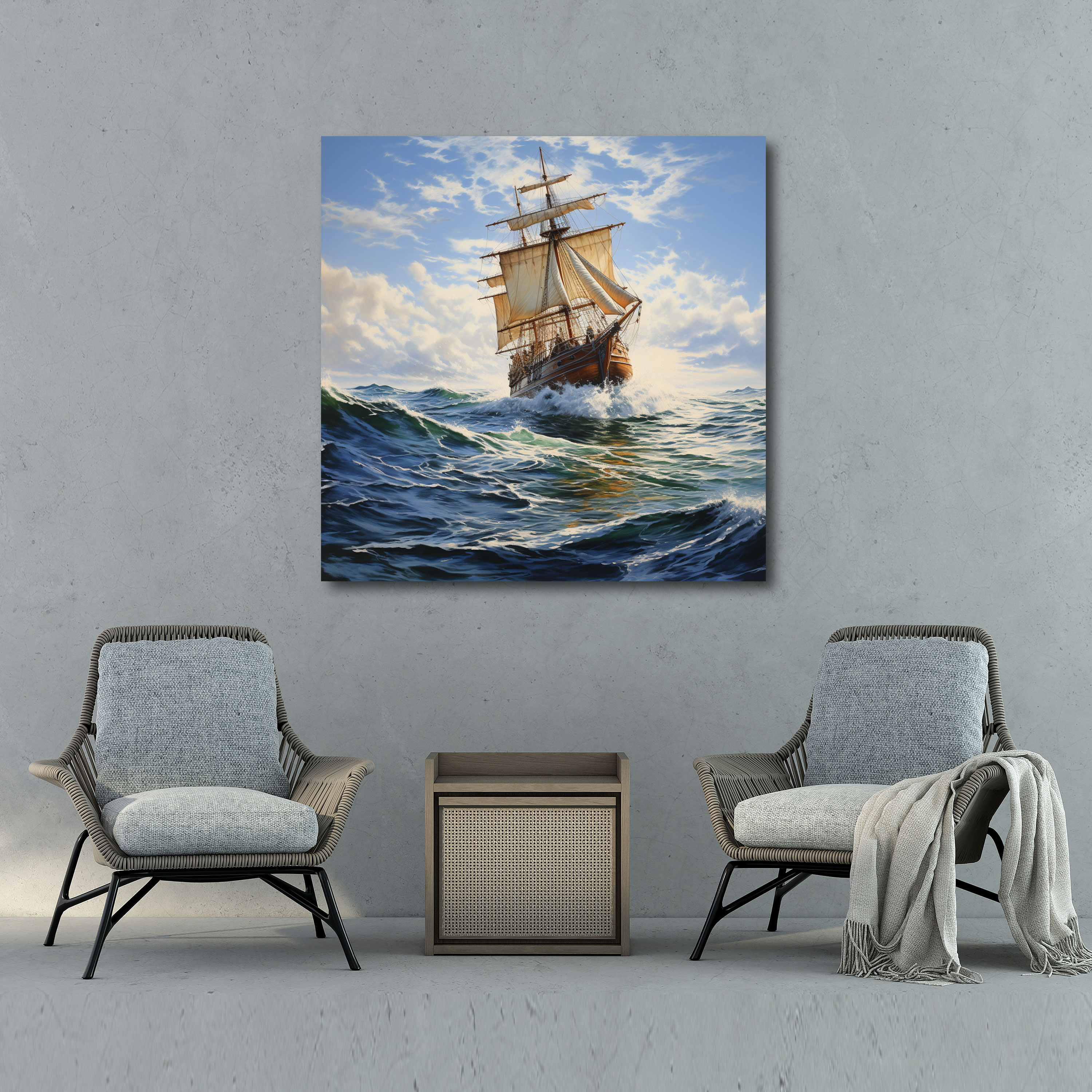 Realistic Seascape Sailboat Canvas Print - Sailboat, Wall Art, Canvas Print, Sailboat