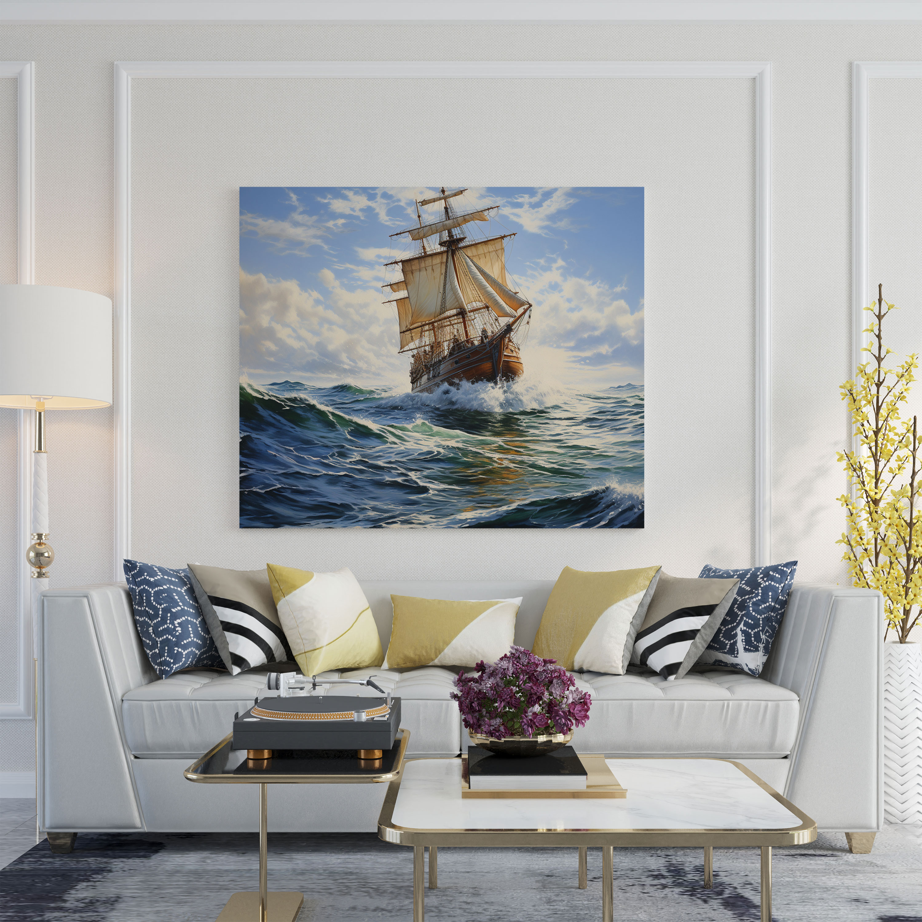 Realistic Seascape Sailboat Canvas Print - Sailboat, Wall Art, Canvas Print, Sailboat