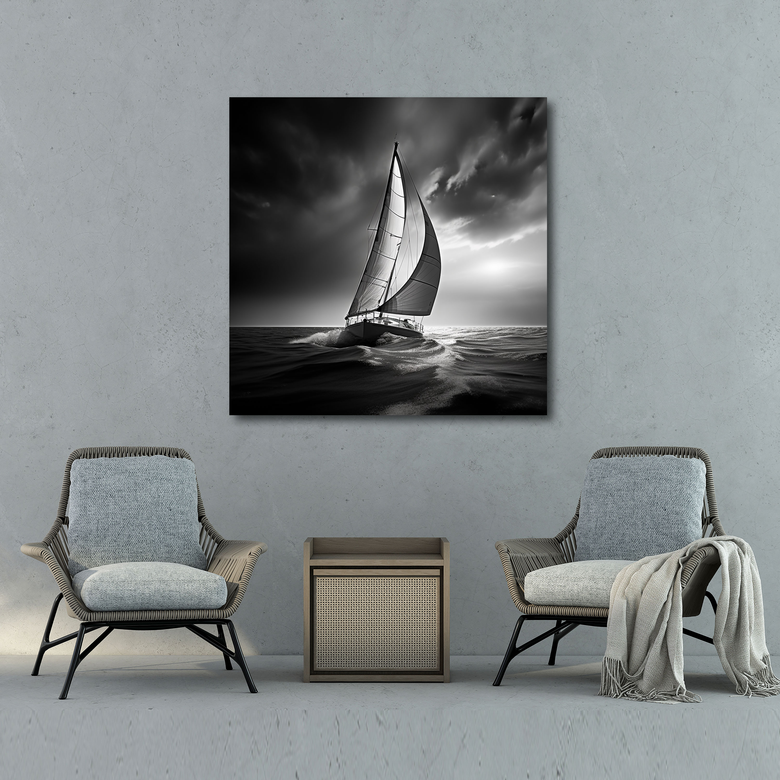 Timeless Sailboat Black And White Canvas Print - Sailboat, Sailboat, Home Decoration, Wall Art