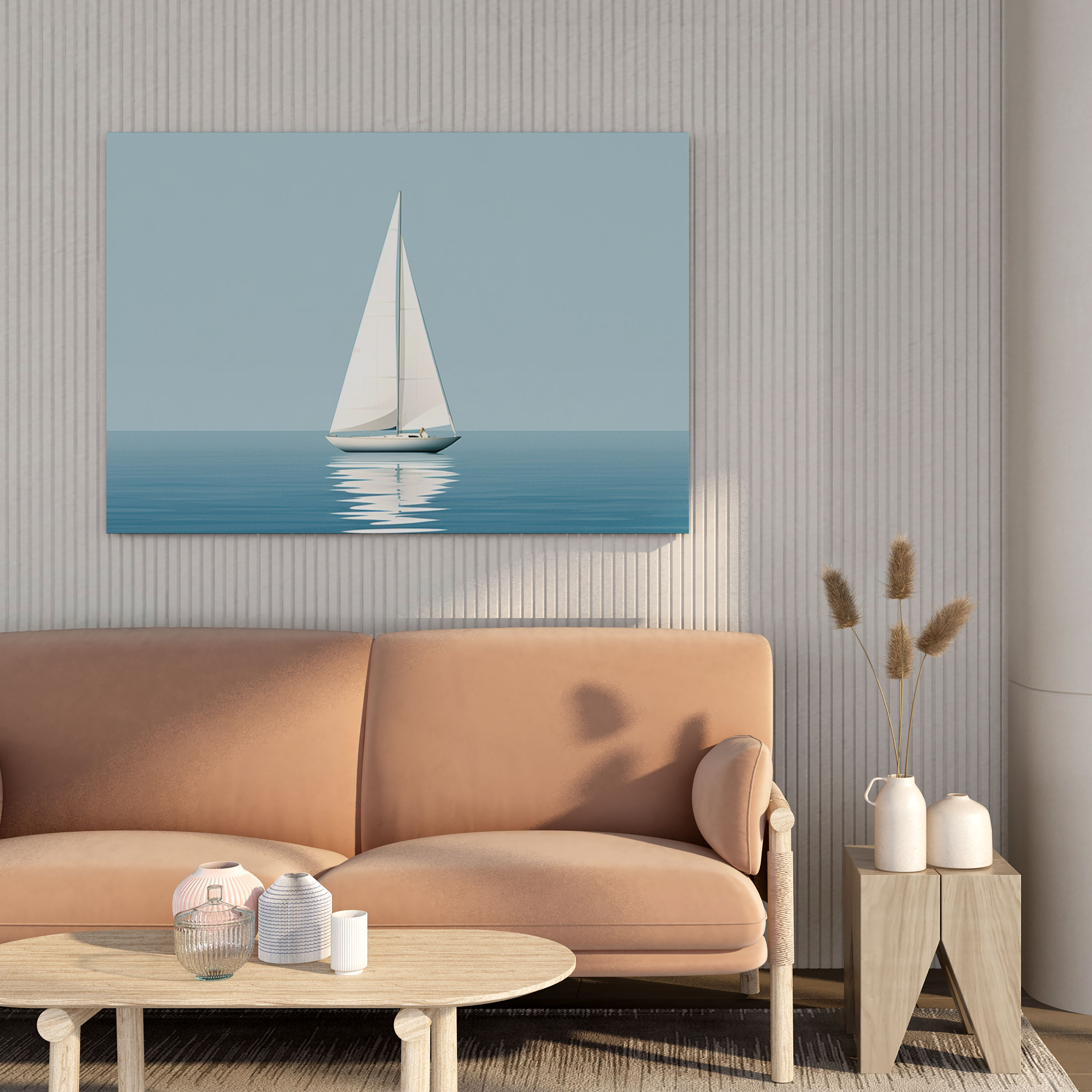 Sailboat Wall Art - Serene Blue - Sailboat, Home Decoration, Minimalistic, Sailboat