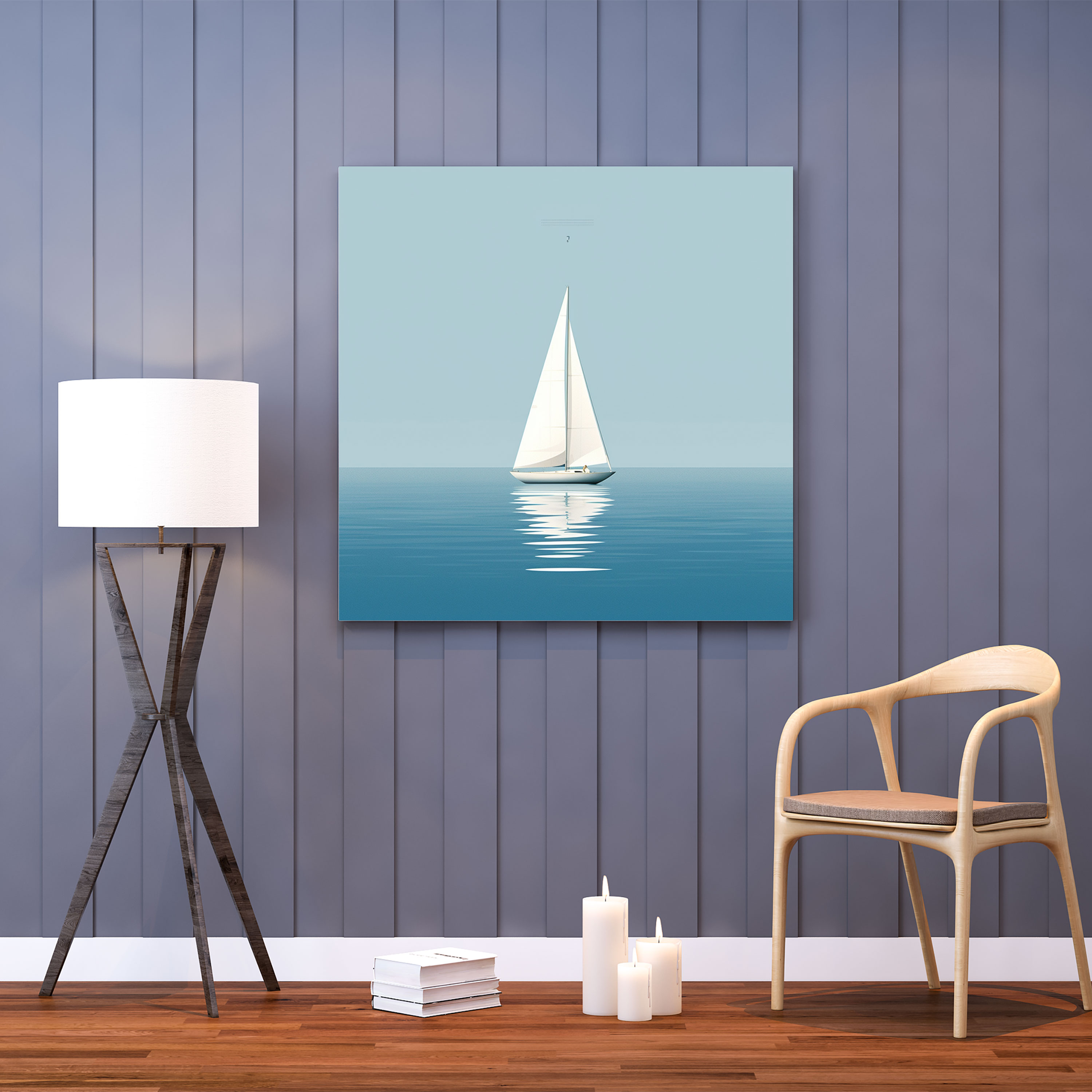 Sailboat Wall Art - Serene Blue - Sailboat, Home Decoration, Minimalistic, Sailboat