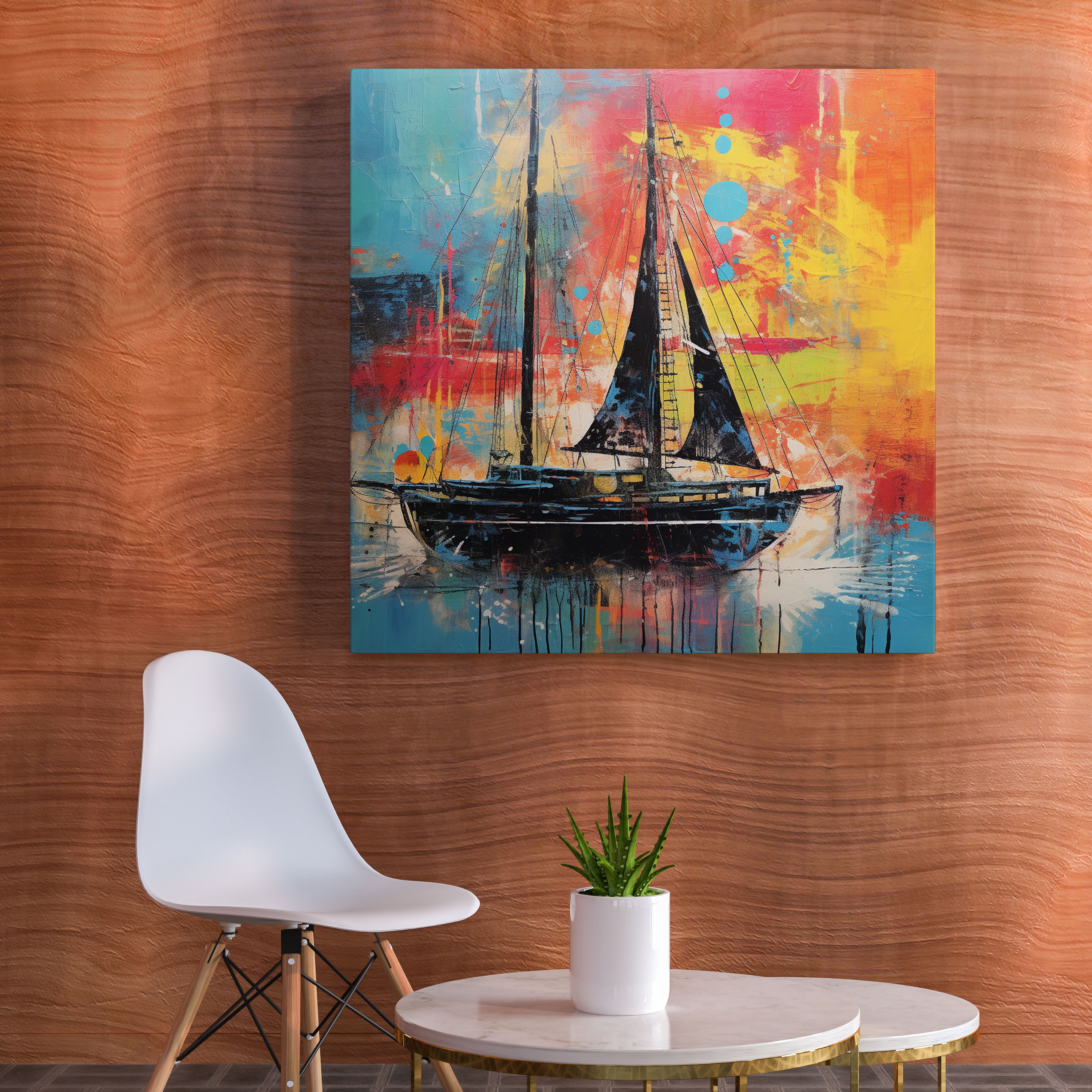 Sailboat Canvas Print - Vibrant Waters - Sailboat, Wall Art, Home Decoration, Vibrant