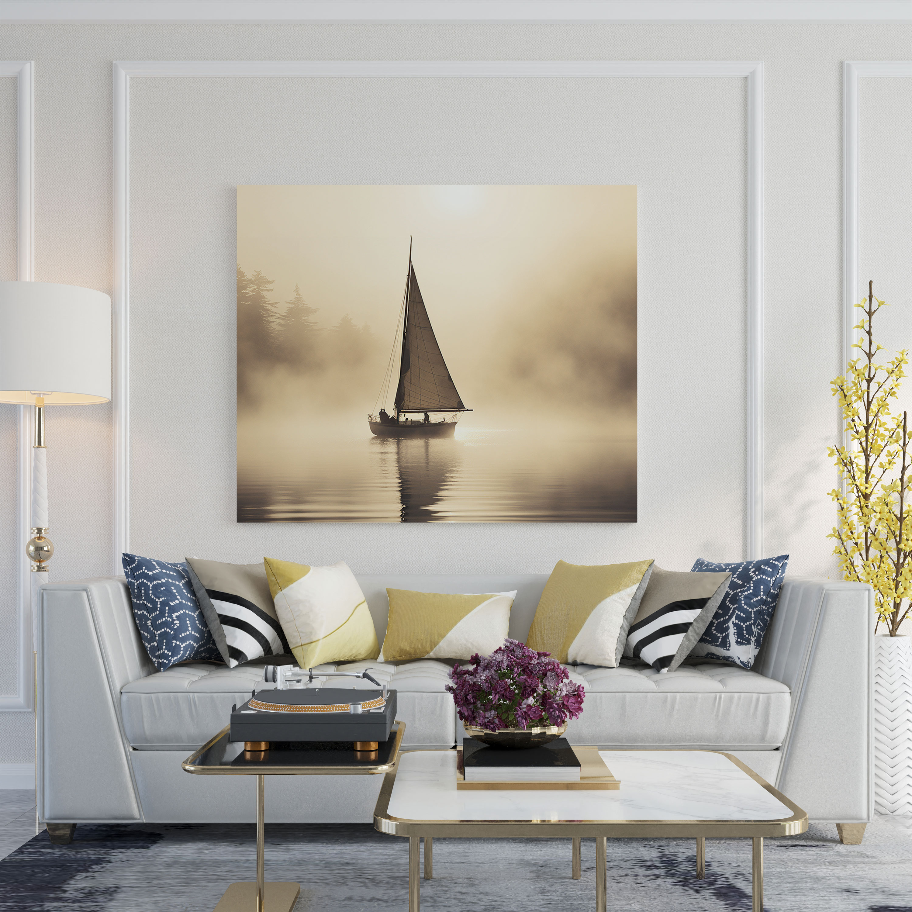 Sailboat Wall Decoration - Foggy Memories - Sailboat, Sailboat, Home Decoration, Canvas Wall Art