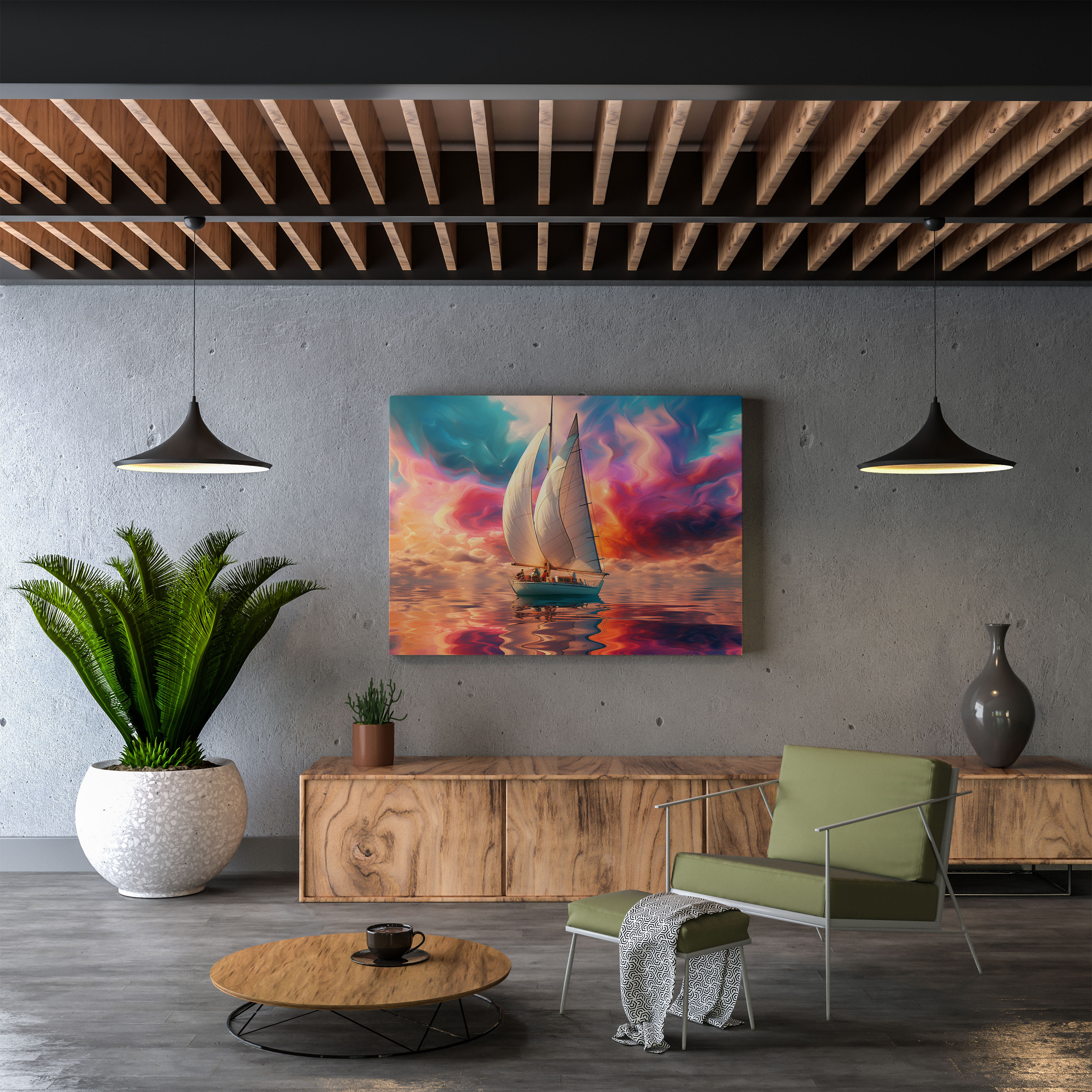 Sailboat Canvas Print - Sky's Dream - Sailboat, Wall Decoration, Sailboat, Wall Art