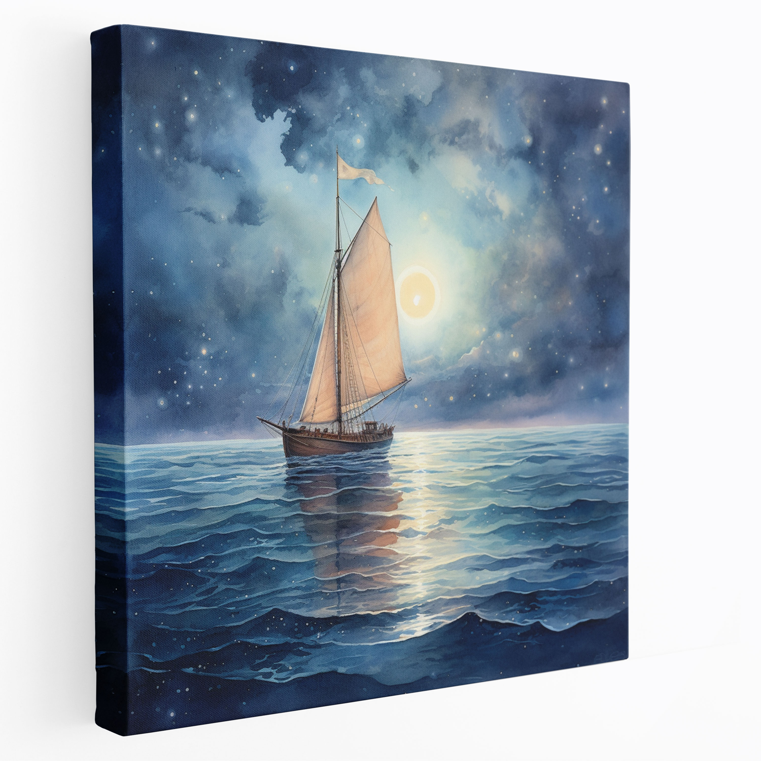Sailboat Wall Art - Moonlit Dreams - Sailboat, Canvas Wall Art, Wall Decoration, Sailboat