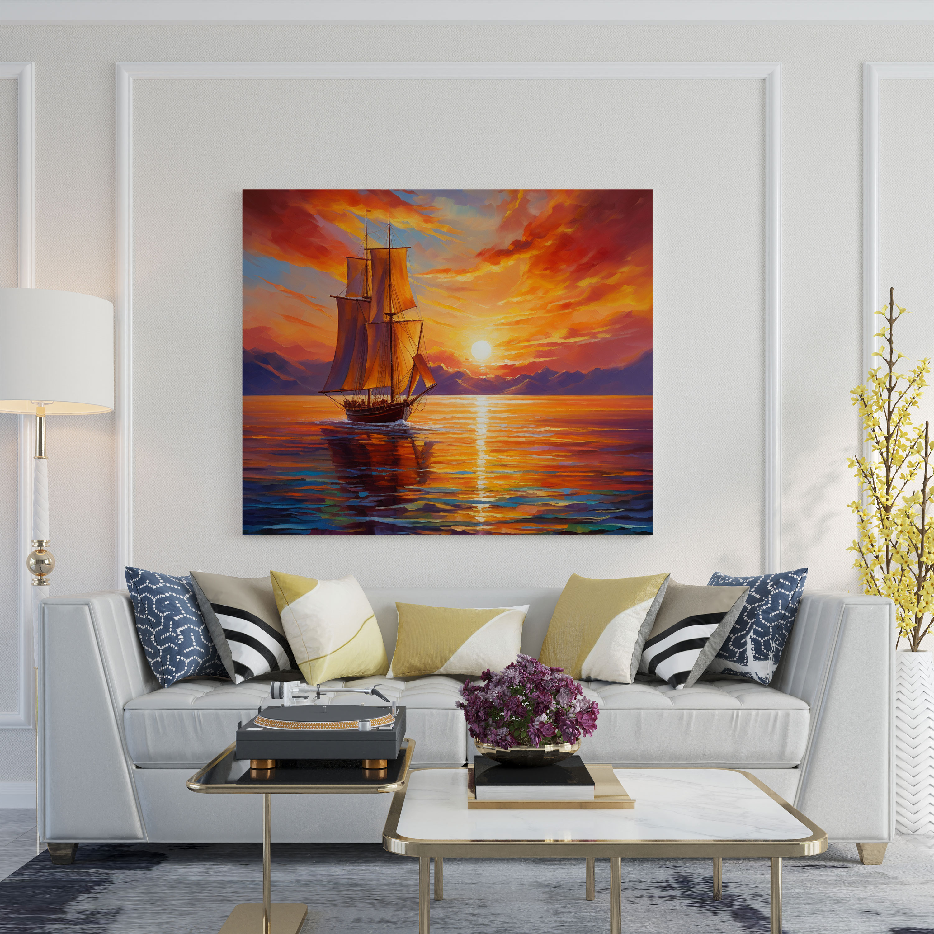 Sailboat Canvas Print - Majestic Sunset - Sailboat, Wall Art, Scenic, Majestic