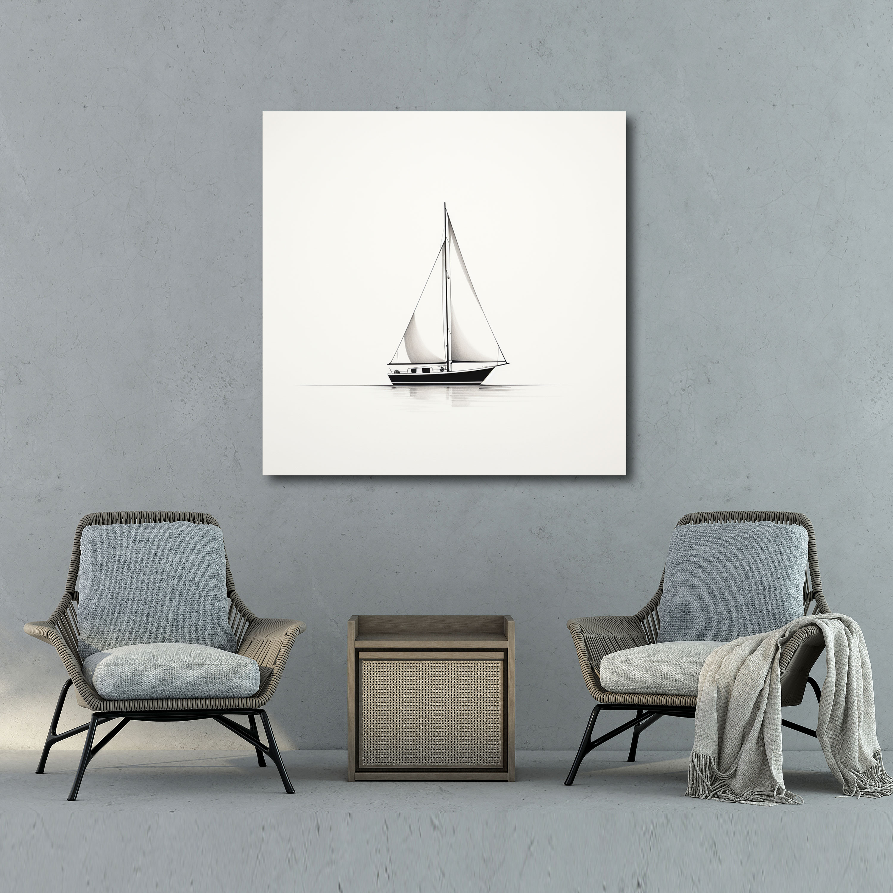 Sailboat Wall Art - Simple Elegance - Sailboat, Minimalistic, Canvas Print, Home Decoration
