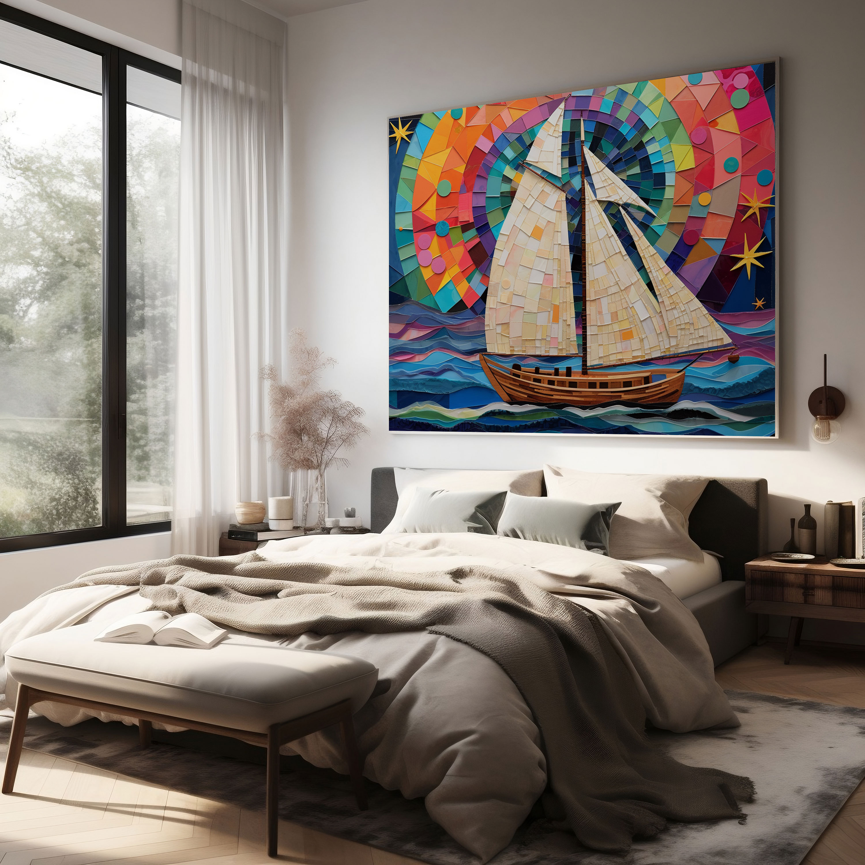 Sailboat Canvas Print - Colorful Whimsy - Sailboat, Wall Decoration, Sailboat, Colorful