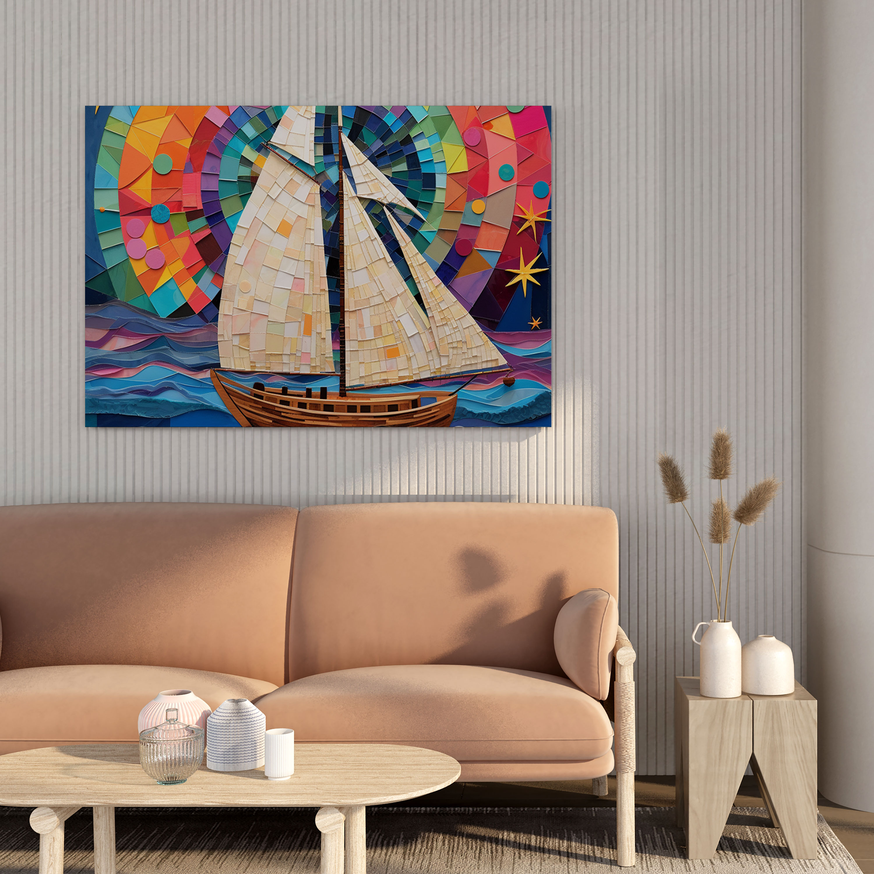 Sailboat Canvas Print - Colorful Whimsy - Sailboat, Wall Decoration, Sailboat, Colorful