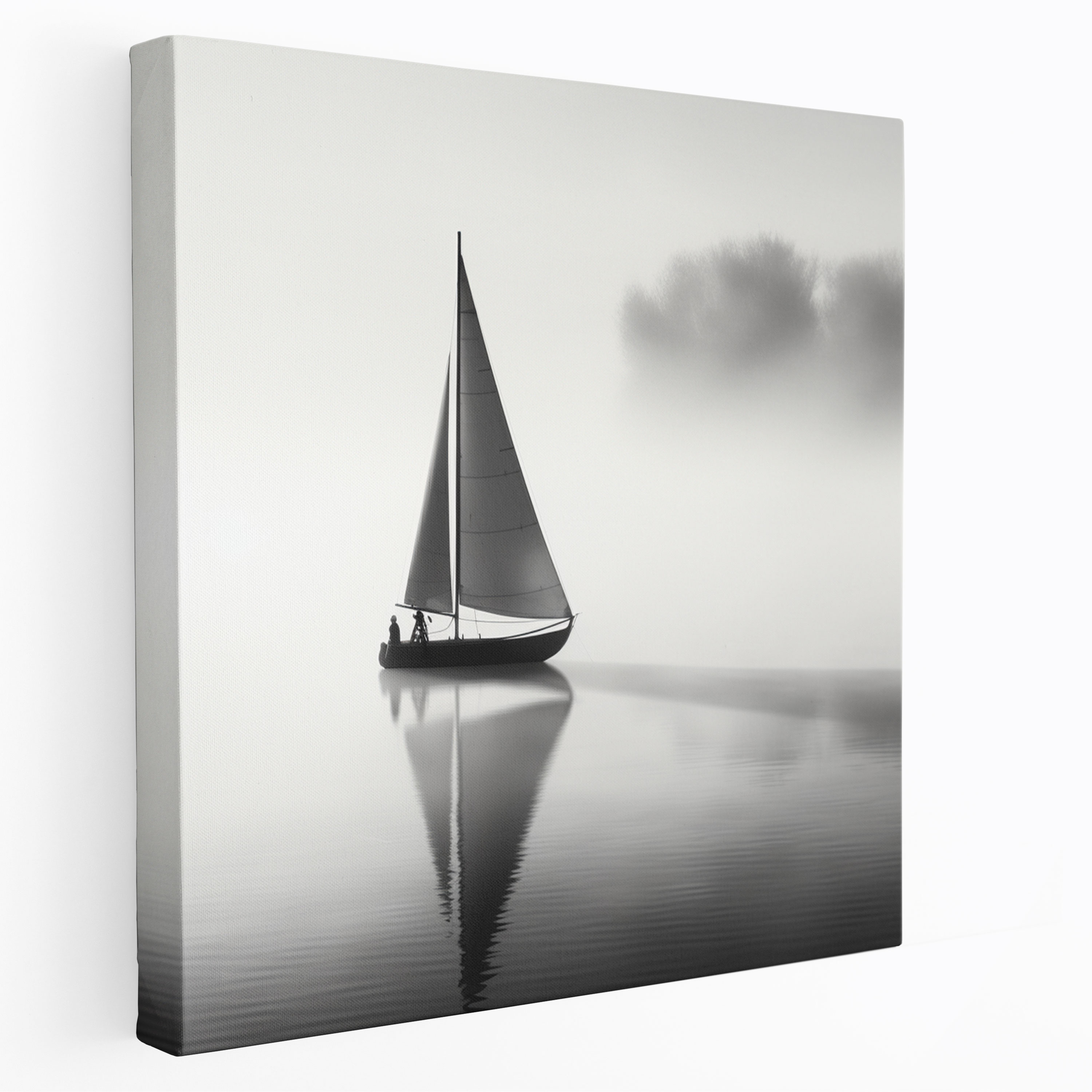 Sailboat Canvas Print - Misty Melody - Sailboat, Black And White, Wall Art, Canvas