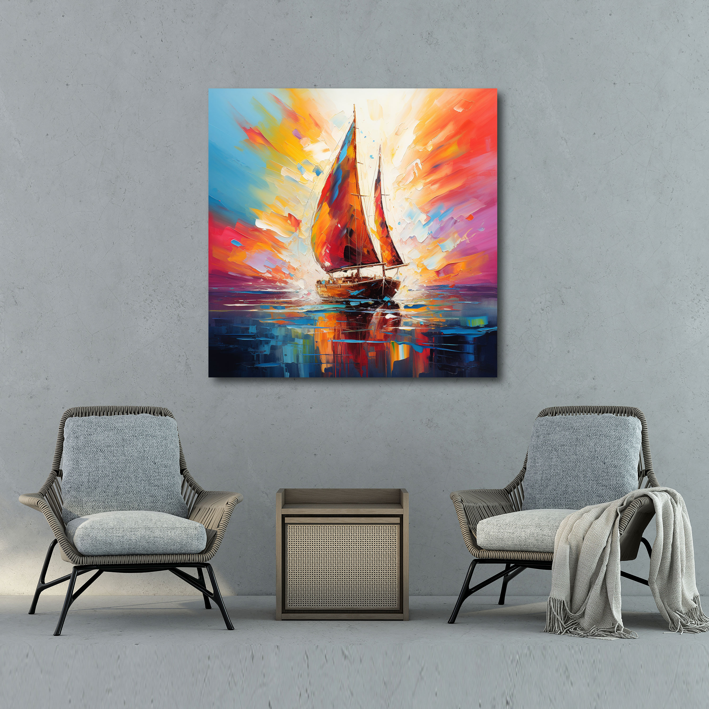 Sailboat Wall Art - Abstract Energy - Sailboat, Canvas, Abstract Artwork, Creative Energy