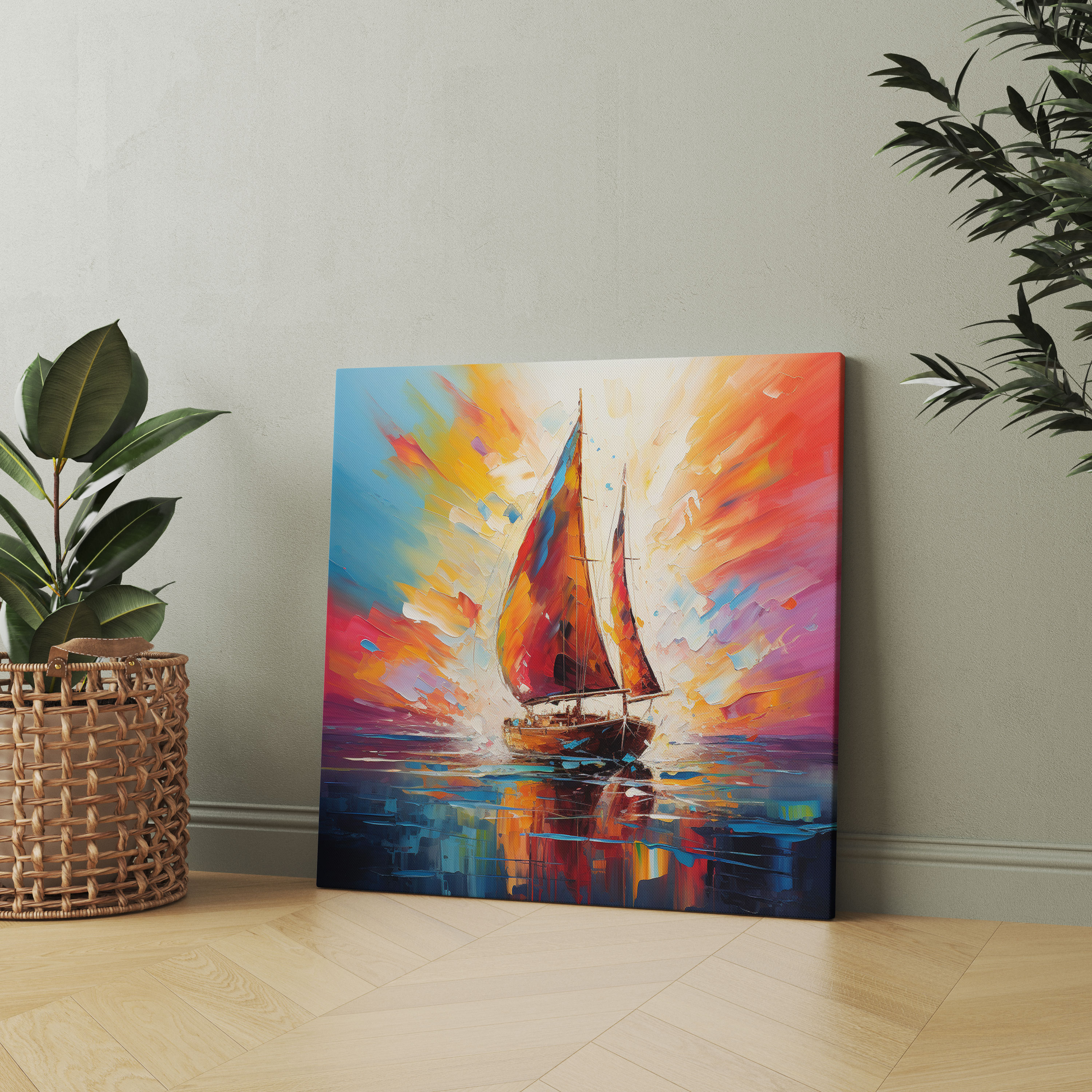 Sailboat Wall Art - Abstract Energy - Sailboat, Canvas, Abstract Artwork, Creative Energy