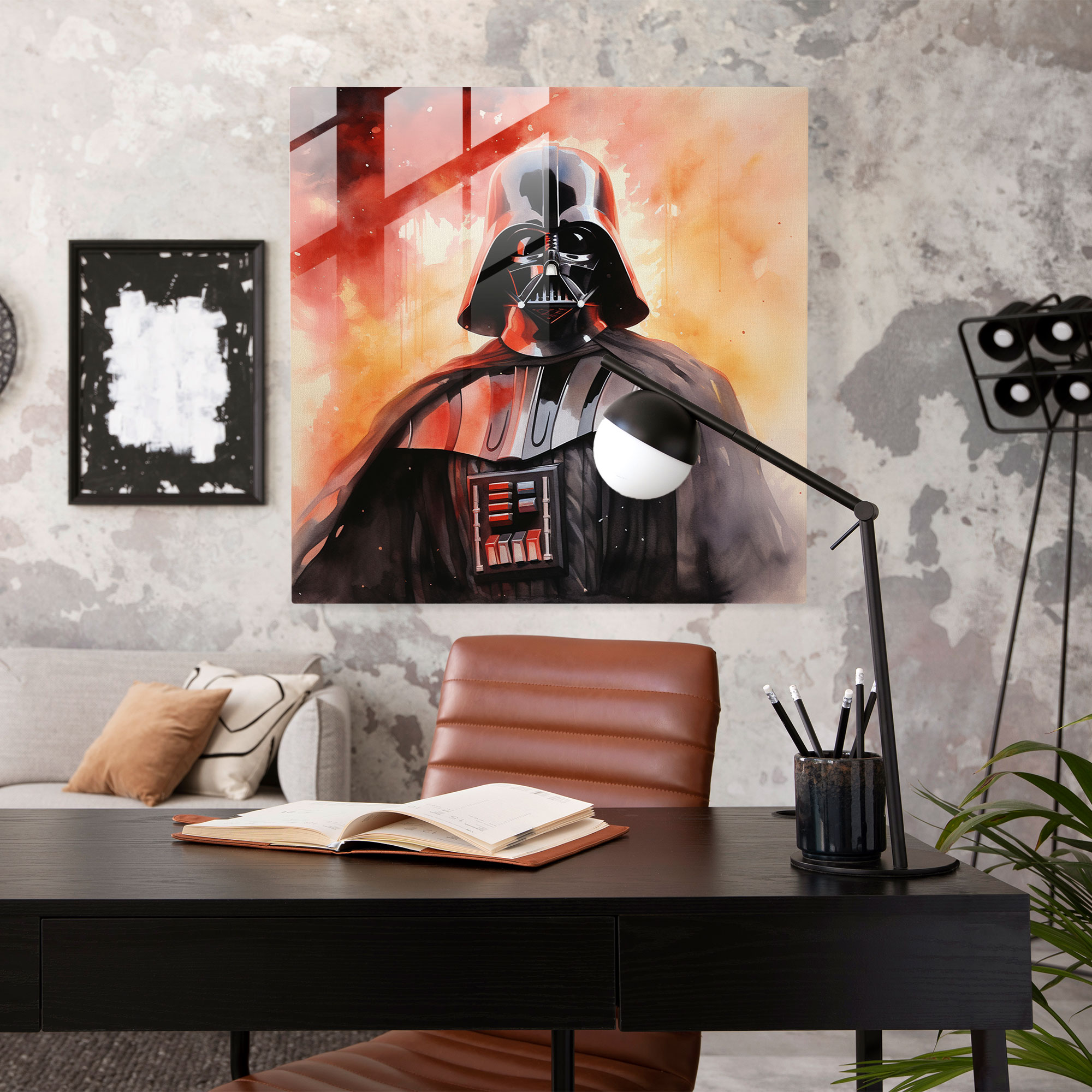 Star Wars Watercolor Darth Vader Glass Print - Star Wars, Home Decoration, Star Wars, Glass Art