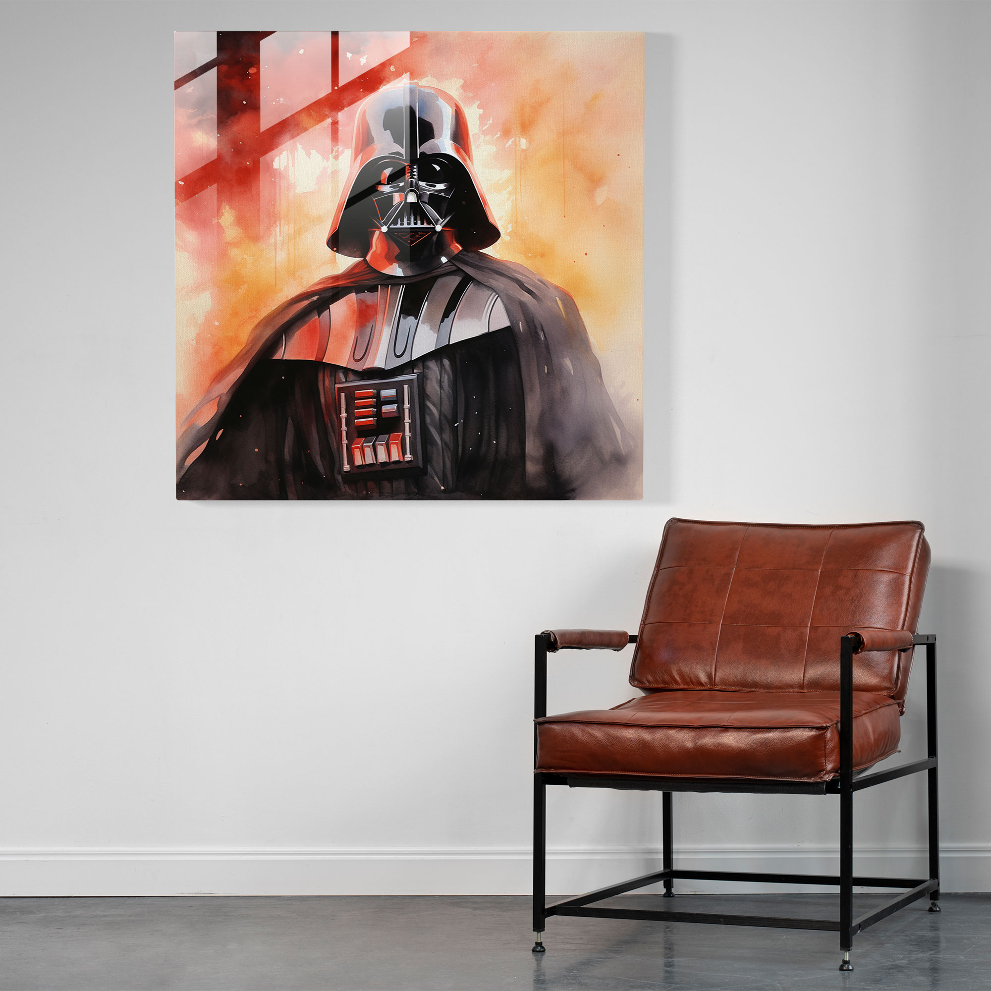 Star Wars Watercolor Darth Vader Glass Print - Star Wars, Home Decoration, Star Wars, Glass Art