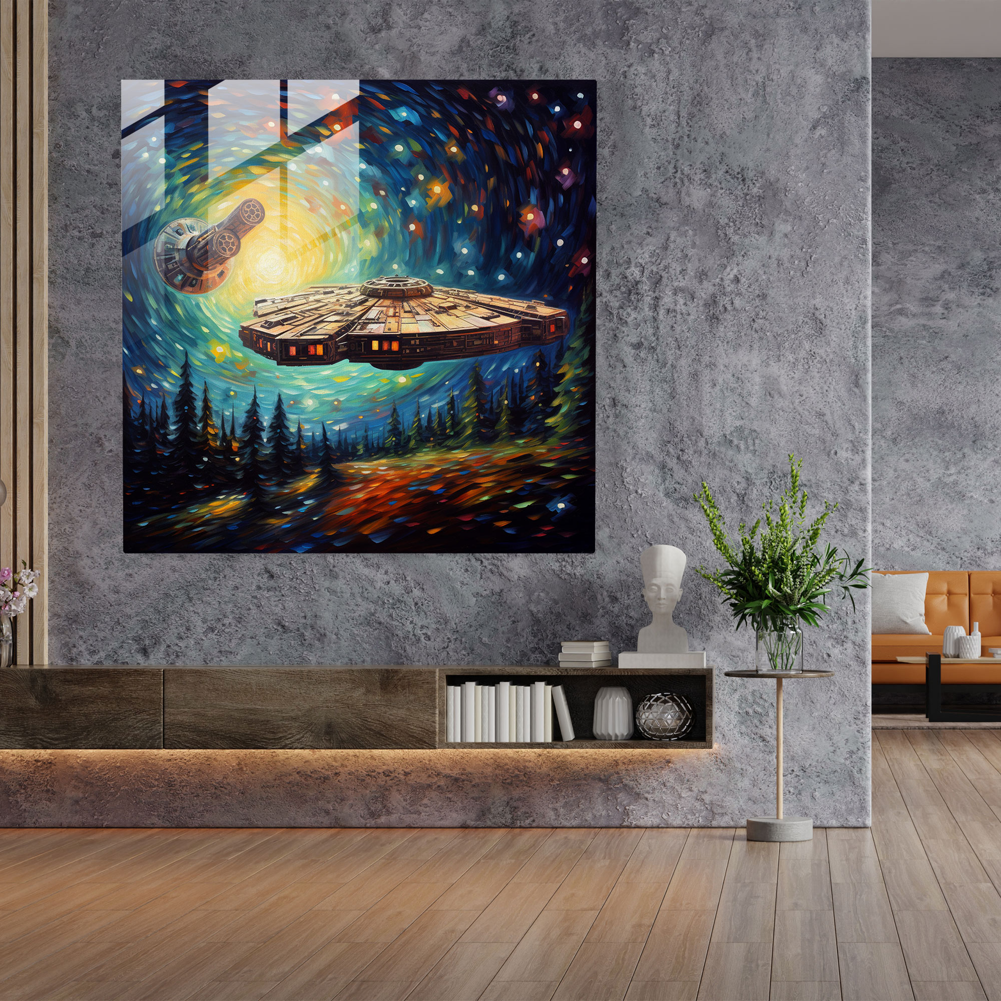 Star Wars Millennium Falcon Glass Print - Star Wars, Glass Art, Home Decoration, Modern Art