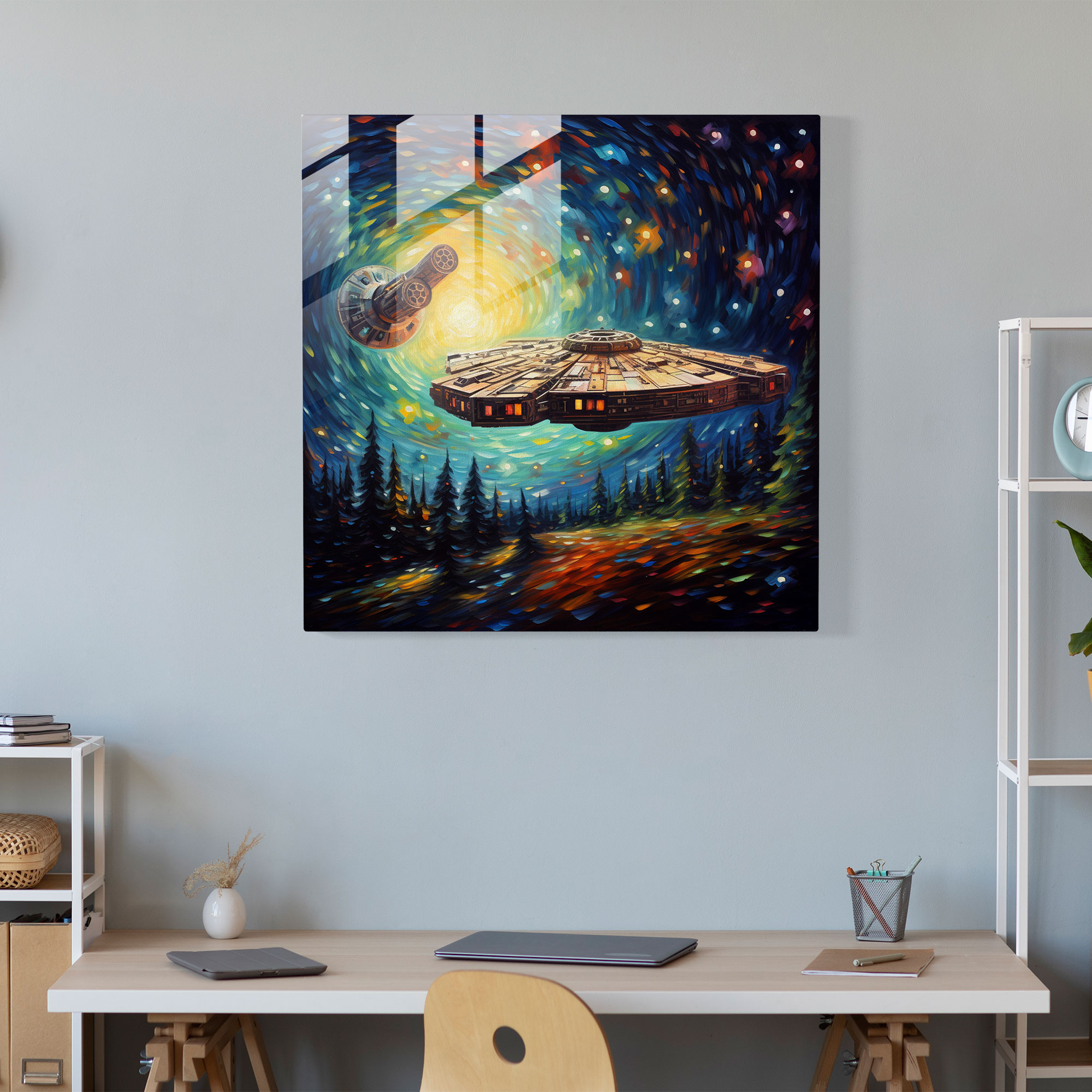 Star Wars Millennium Falcon Glass Print - Star Wars, Glass Art, Home Decoration, Modern Art