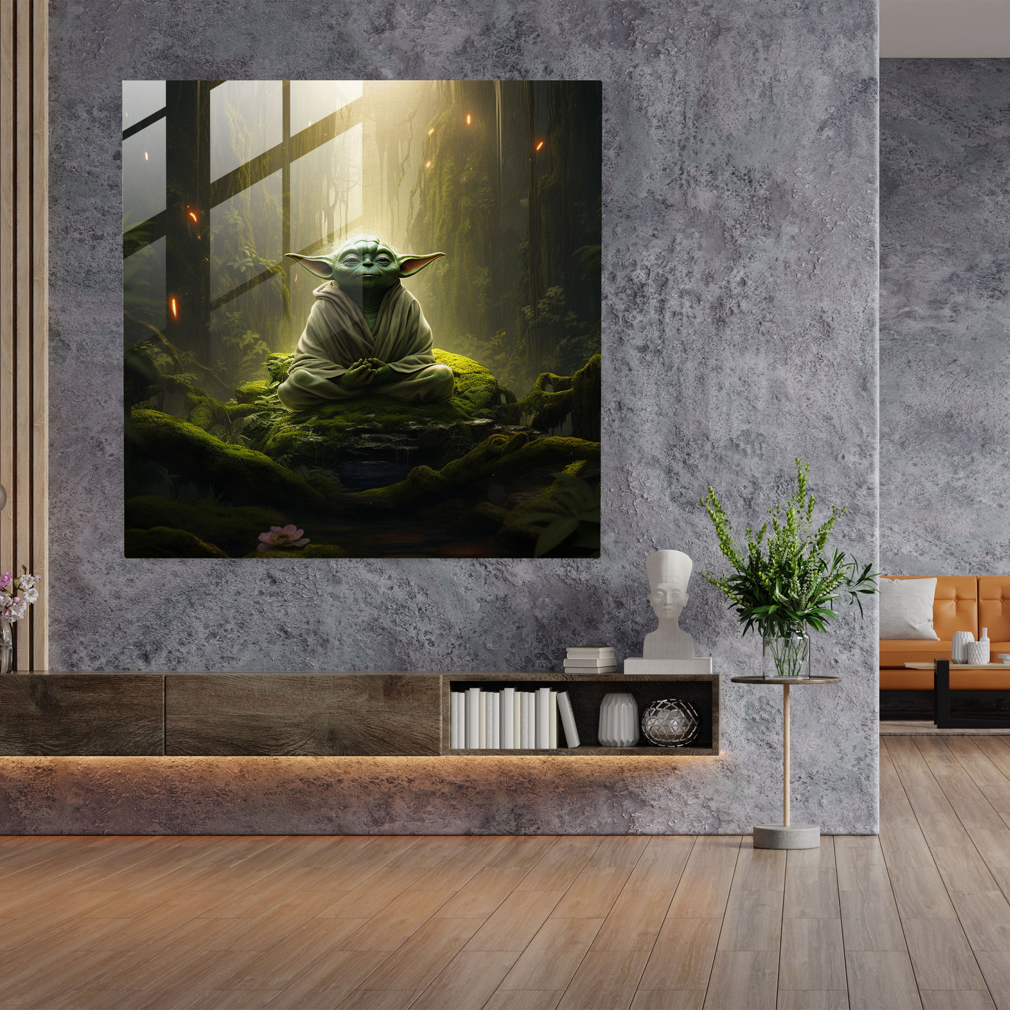 Star Wars Yoda Glass Print - Star Wars, Glass Wall Art, Home Decoration, Glass Print