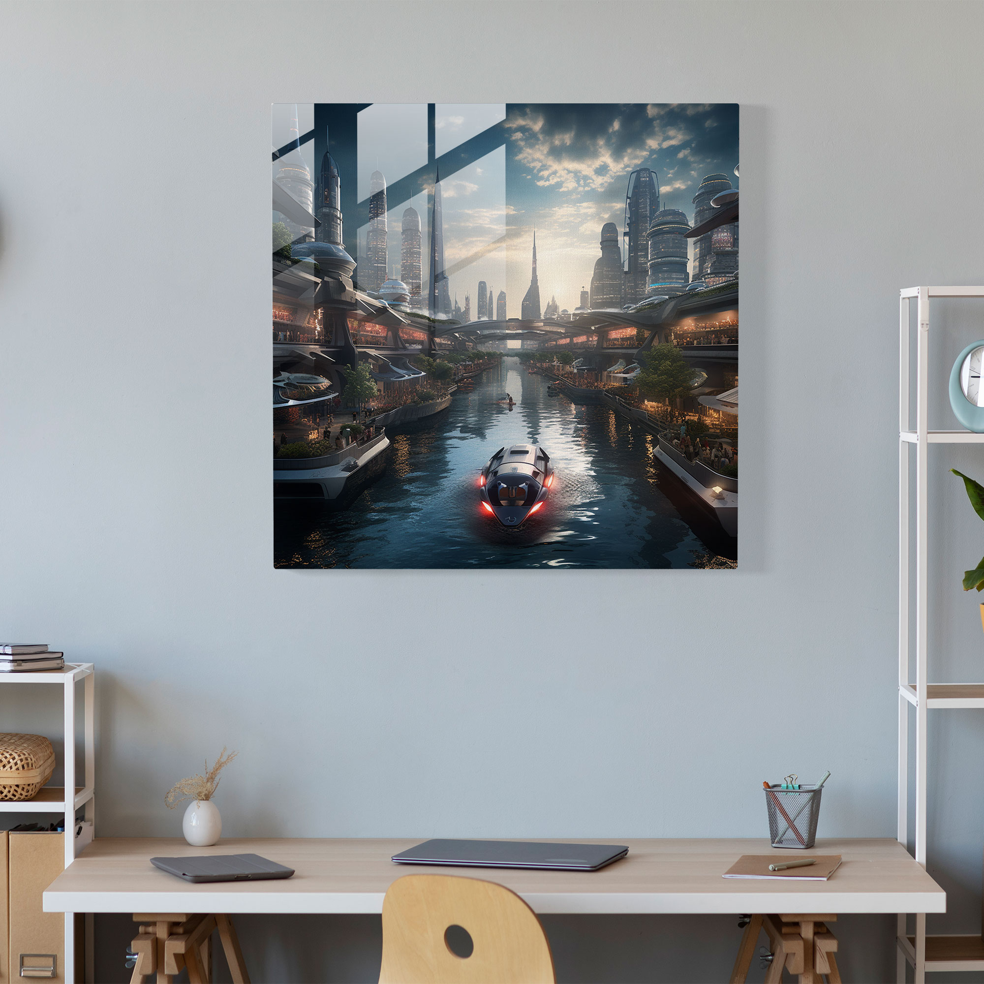 Star Wars Futuristic Cityscape Glass Print - Star Wars, Home Decoration, Wall Decoration, Star Wars