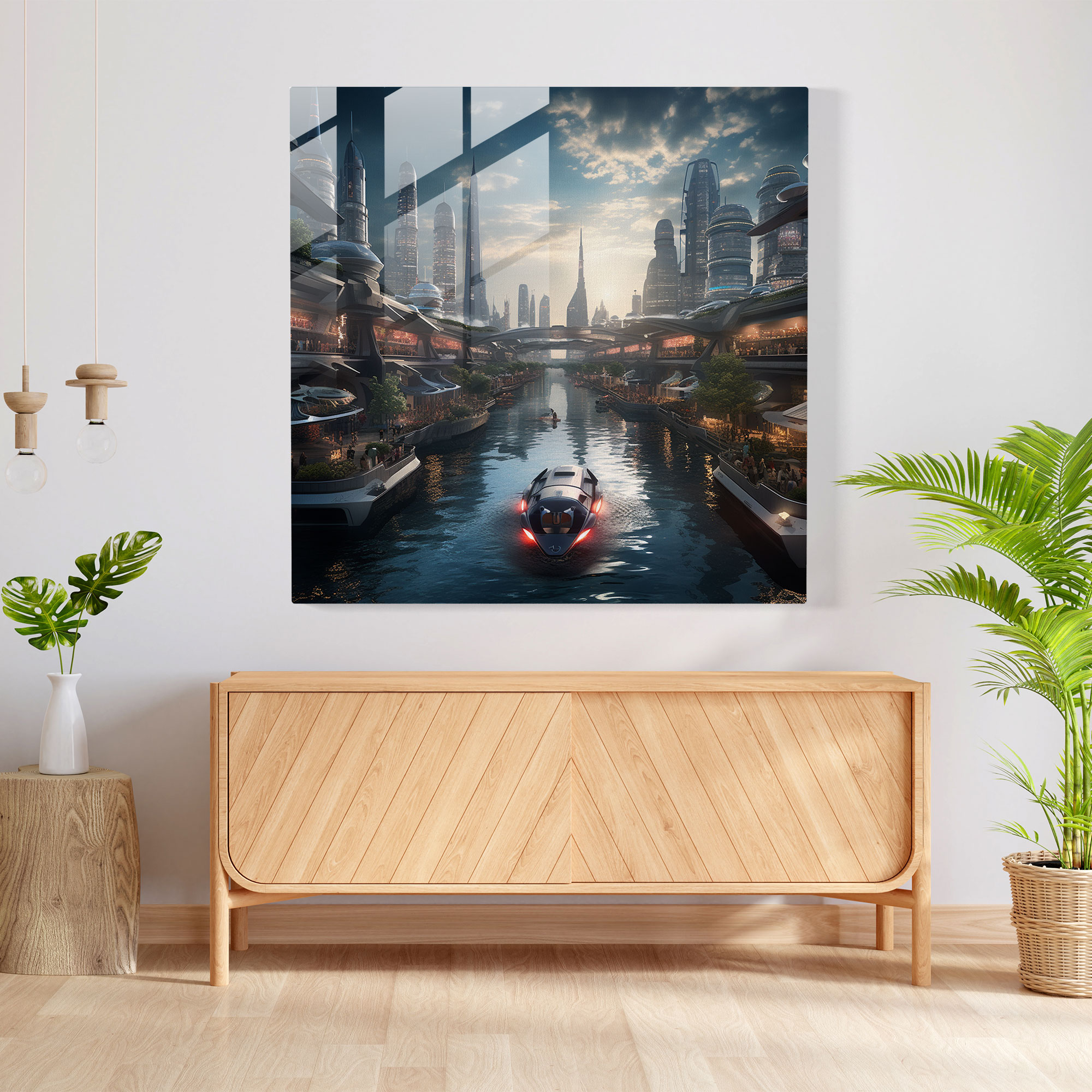 Star Wars Futuristic Cityscape Glass Print - Star Wars, Home Decoration, Wall Decoration, Star Wars