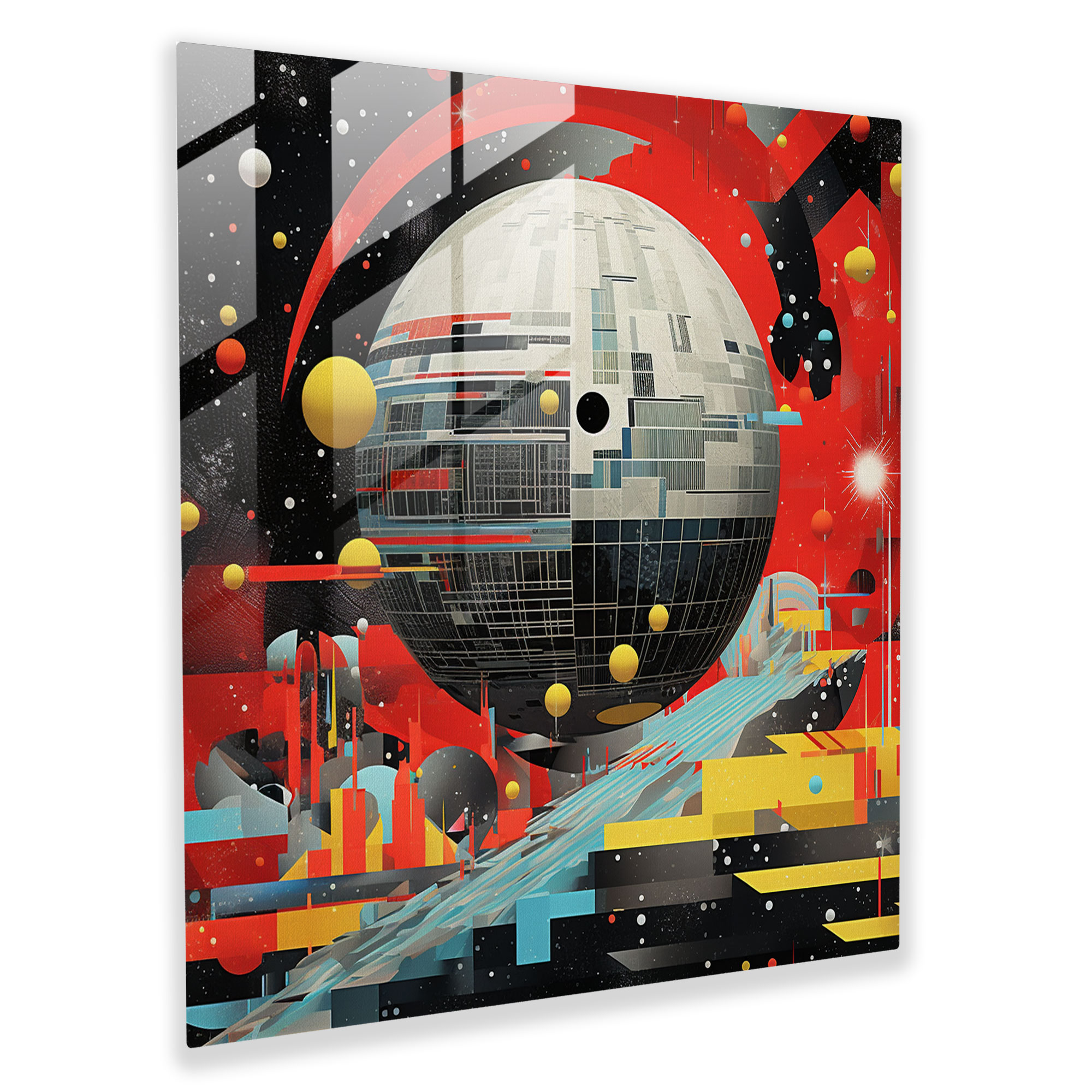 Star Wars Geometric Glass Print - Star Wars, Geometric, Home Decoration, Death Star