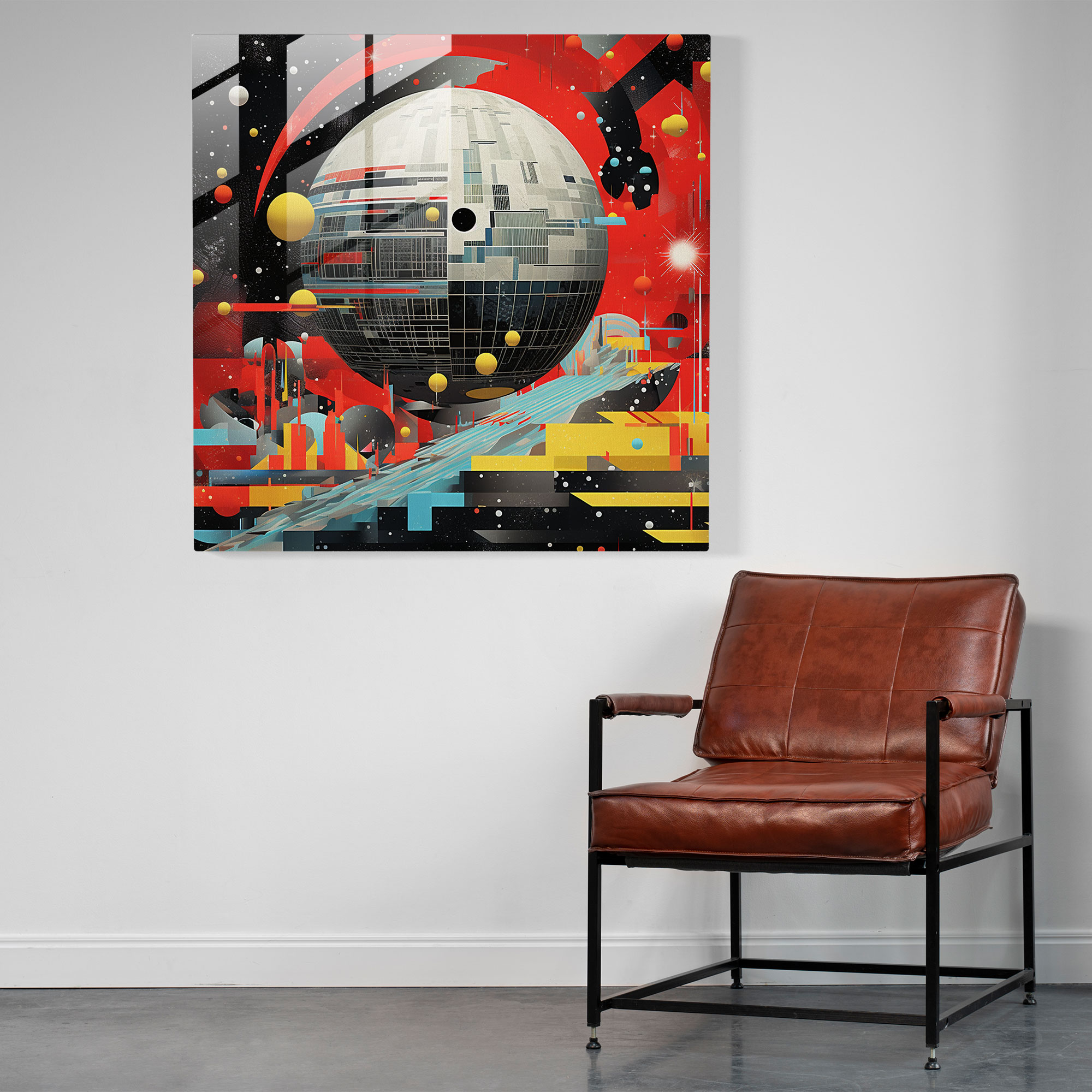 Star Wars Geometric Glass Print - Star Wars, Geometric, Home Decoration, Death Star