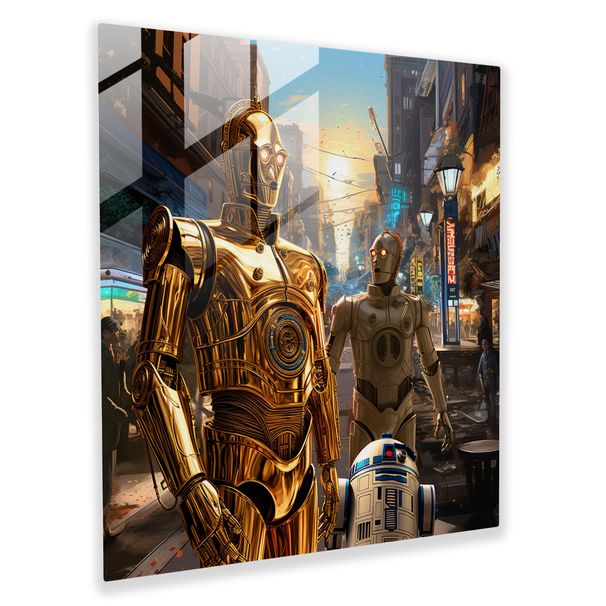 Star Wars Futuristic Glass Print - Star Wars, Modern Art, Digital Illustration, C-3Po
