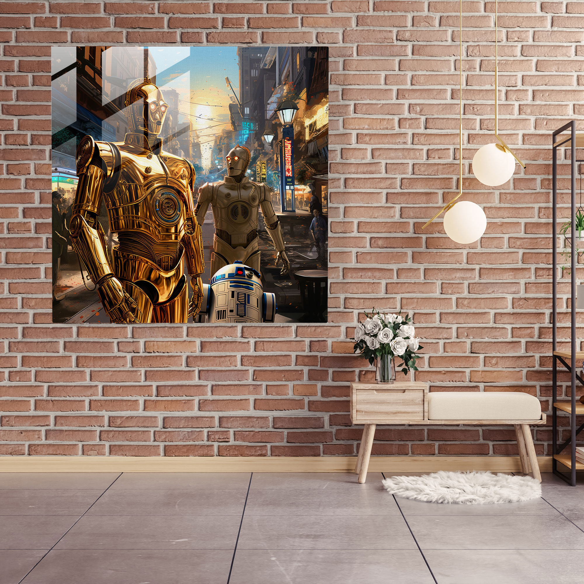 Star Wars Futuristic Glass Print - Star Wars, Modern Art, Digital Illustration, C-3Po