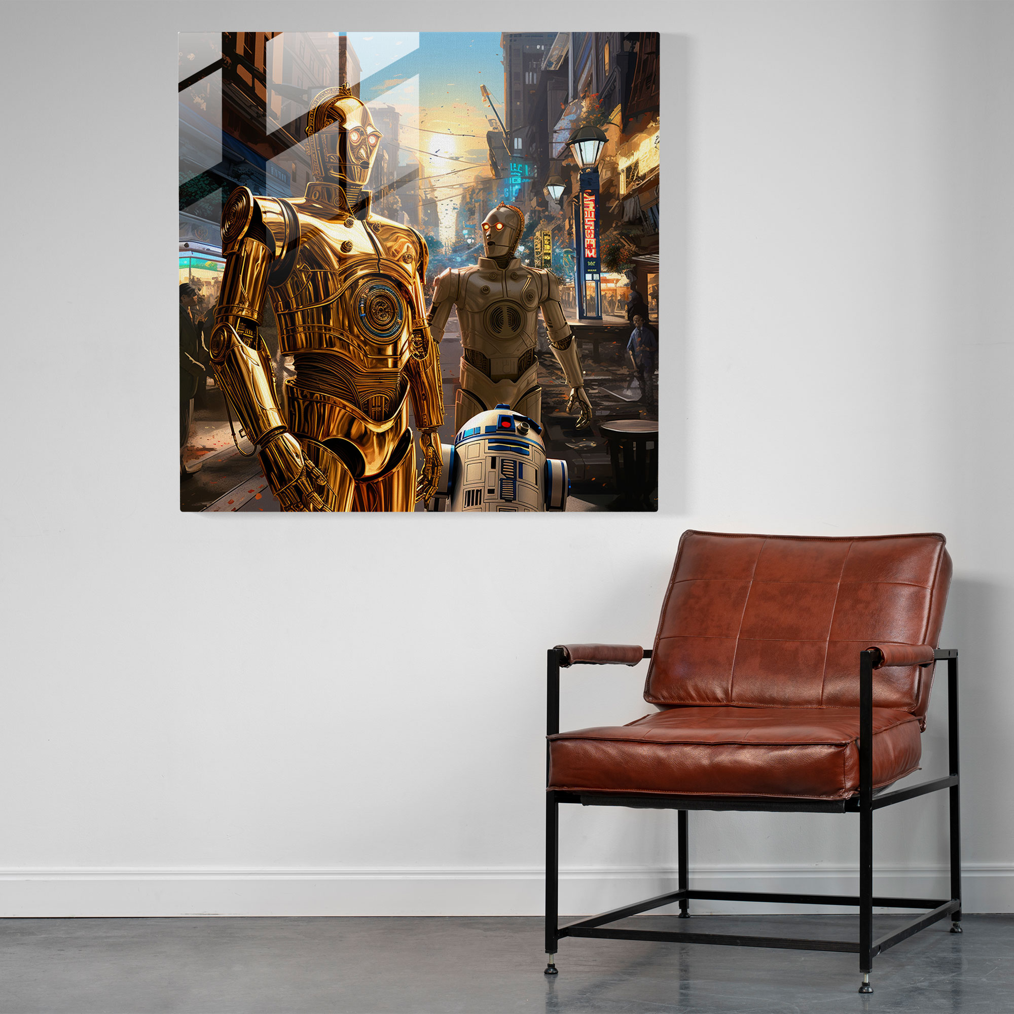 Star Wars Futuristic Glass Print - Star Wars, Modern Art, Digital Illustration, C-3Po