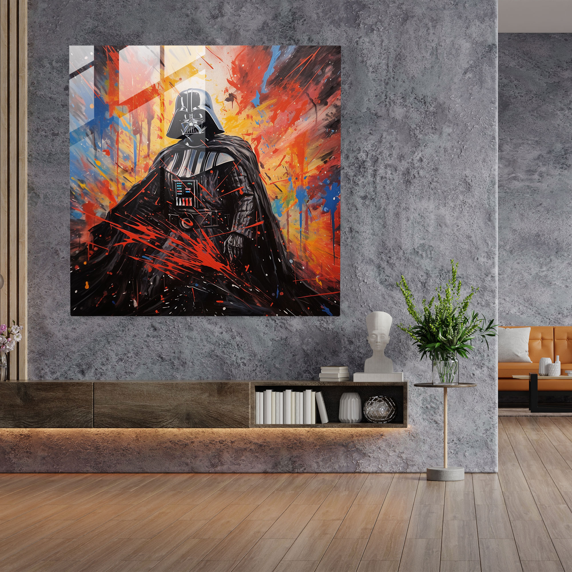 Star Wars Glass Print - Abstract Acrylic Painting - Darth Vader Battling His Inner Demons - Star Wars, Darkness, Star Wars, Inner Demons