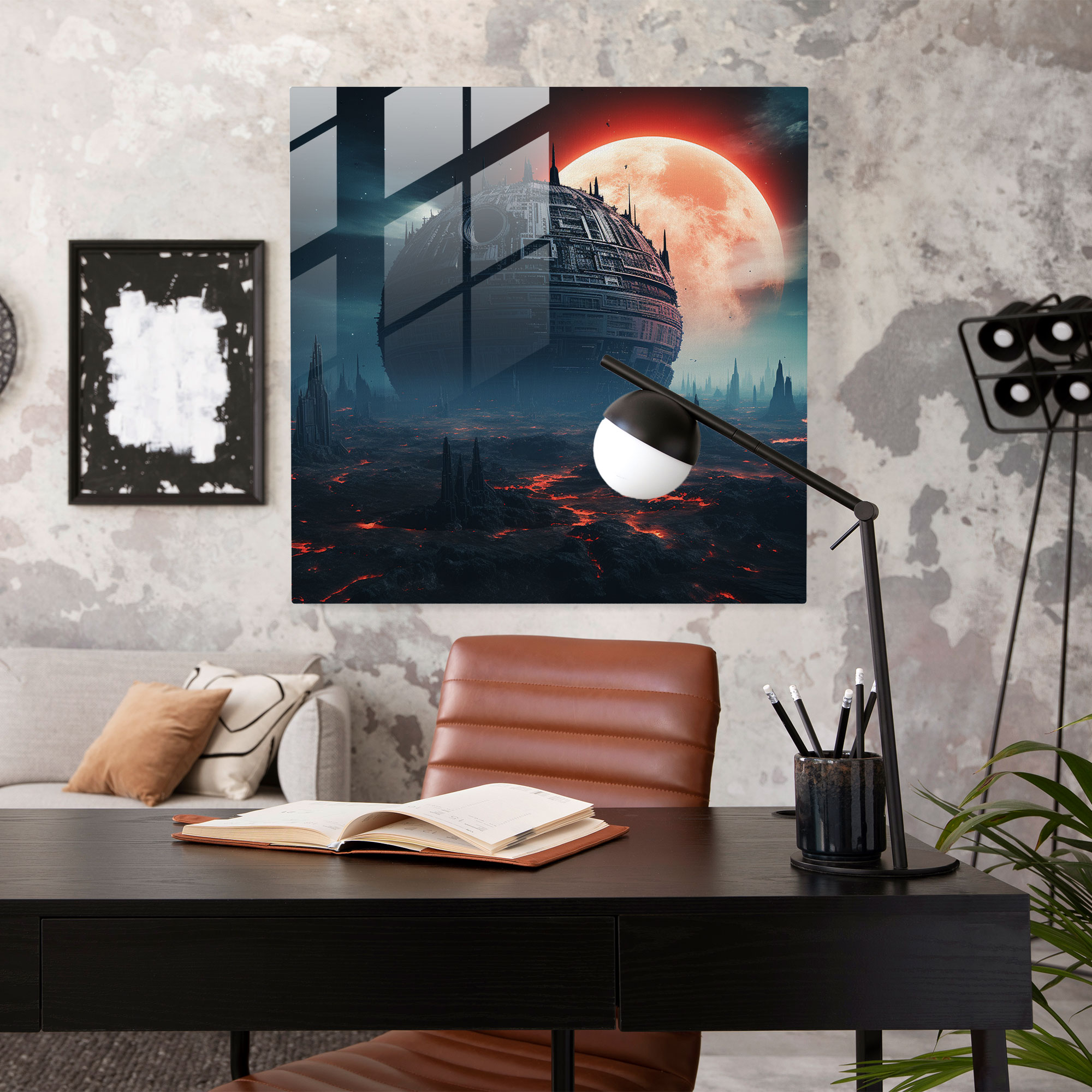 Star Wars Glass Print - Digital Manipulation - Death Star Looming Over A Planet - Star Wars, Modern Art, Danger, Death Star