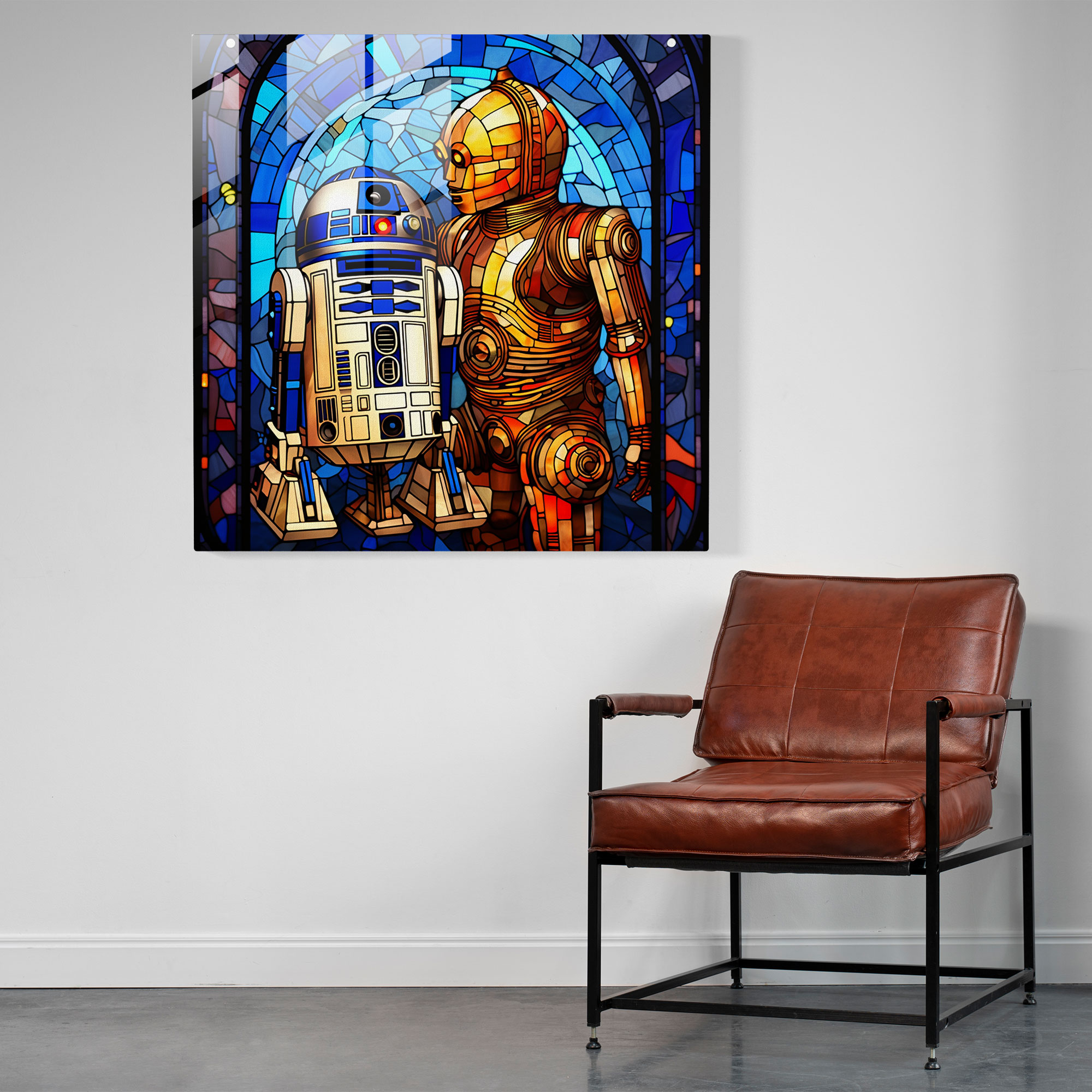Star Wars Glass Print - Stained Glass Art - Star Wars, Glass Wall Art, Glass Print, Bb-8