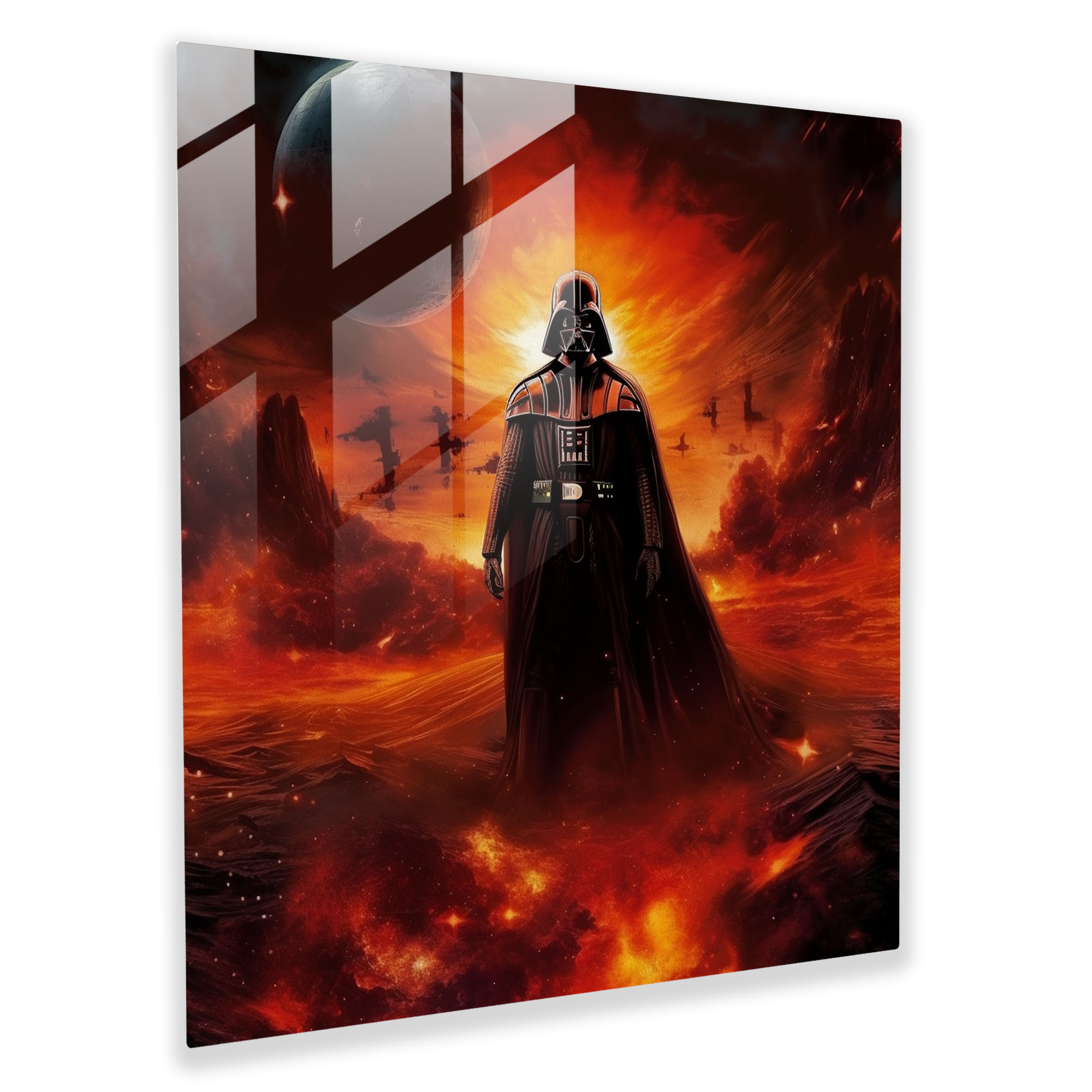 Darth Vader Fiery Planet Glass Print - Star Wars, Darth Vader, Modern Art, Star Wars