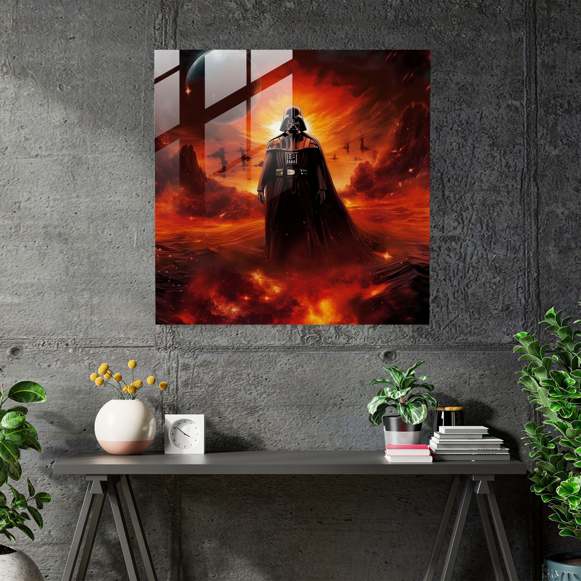 Darth Vader Fiery Planet Glass Print - Star Wars, Darth Vader, Modern Art, Star Wars