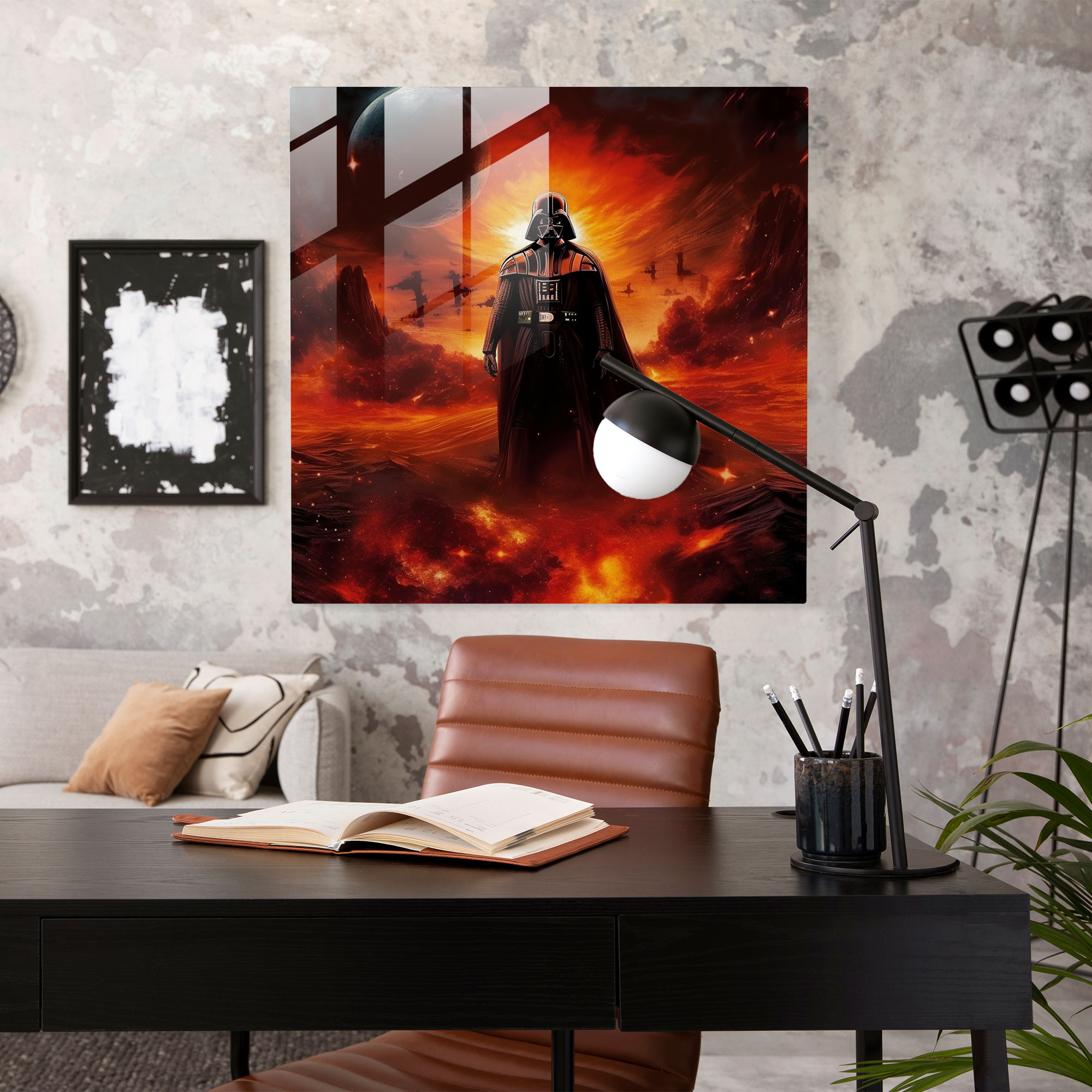 Darth Vader Fiery Planet Glass Print - Star Wars, Darth Vader, Modern Art, Star Wars