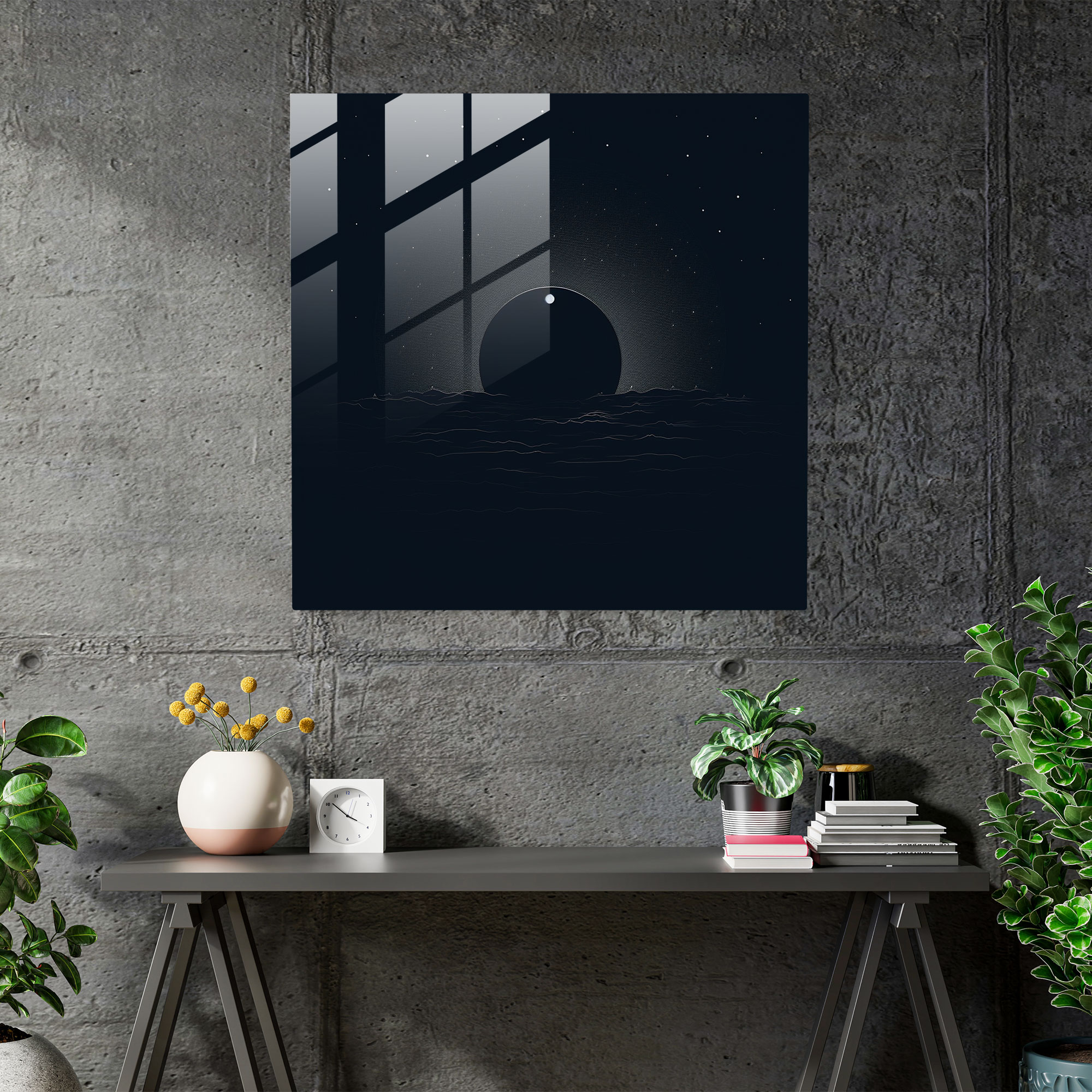 Death Star Minimalist Glass Print - Star Wars, Minimalist Design, Glass Art, Star Wars