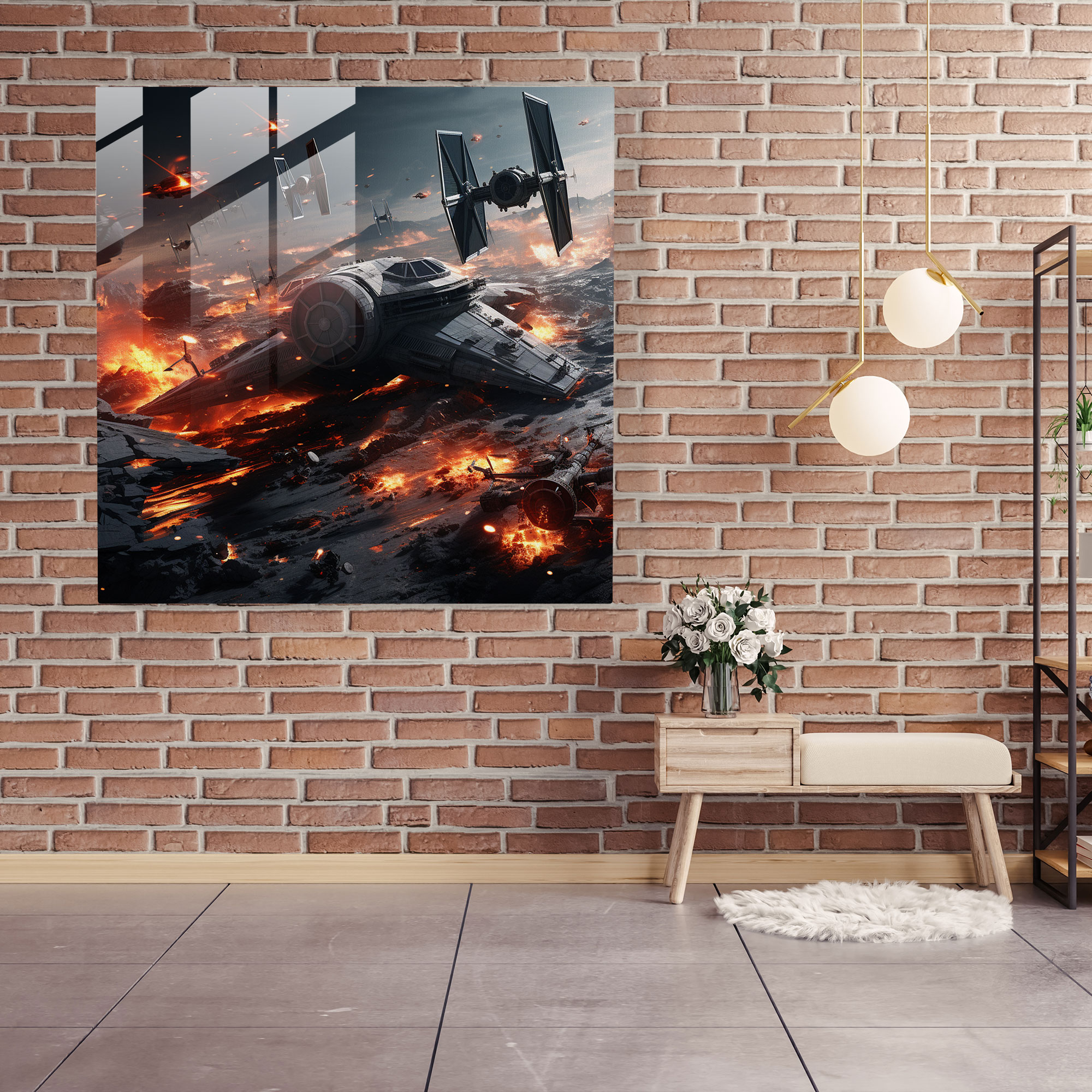 Star Wars 3D Battle Glass Print - Star Wars, Tie Fighters, X-Wings, Wall Decoration