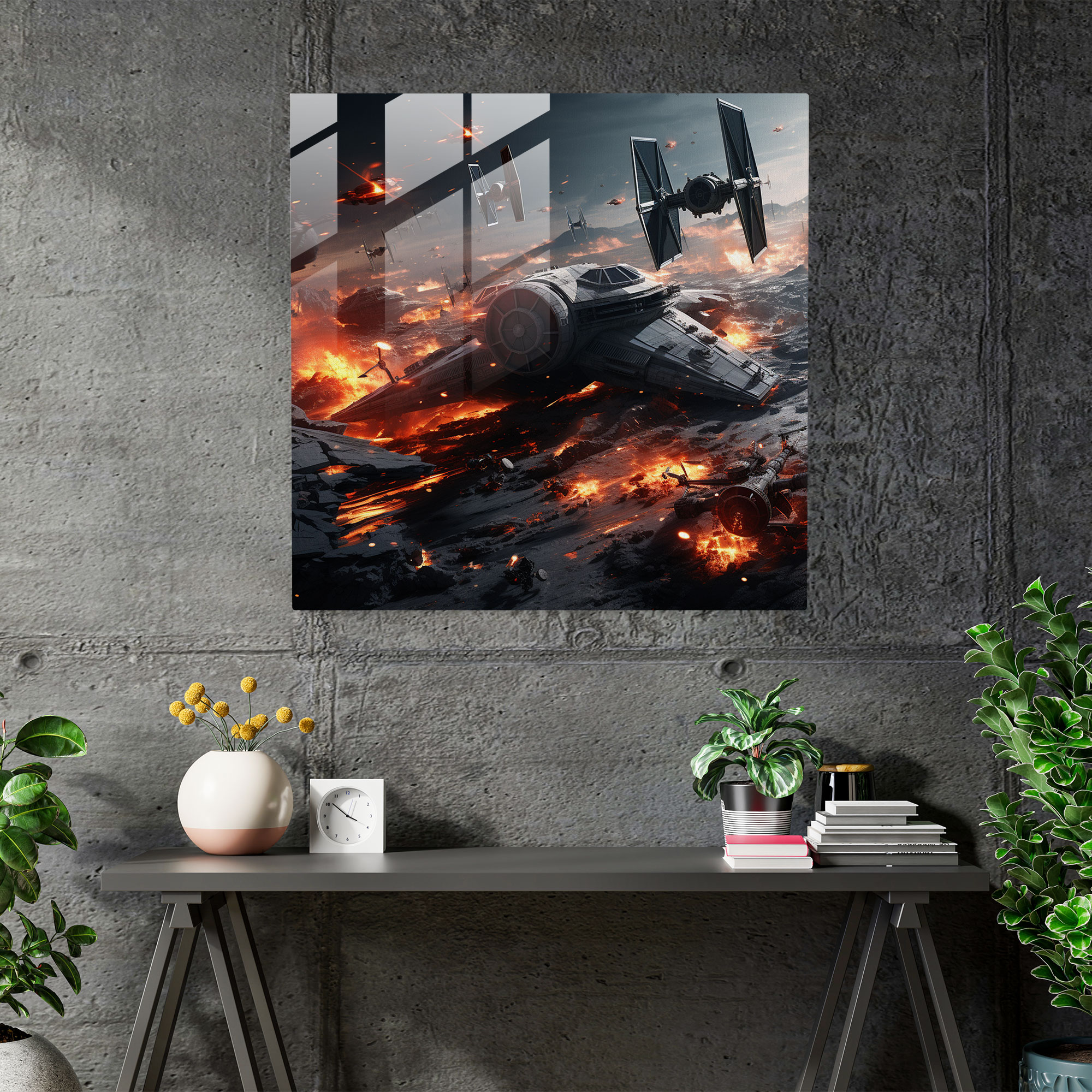 Star Wars 3D Battle Glass Print - Star Wars, Tie Fighters, X-Wings, Wall Decoration
