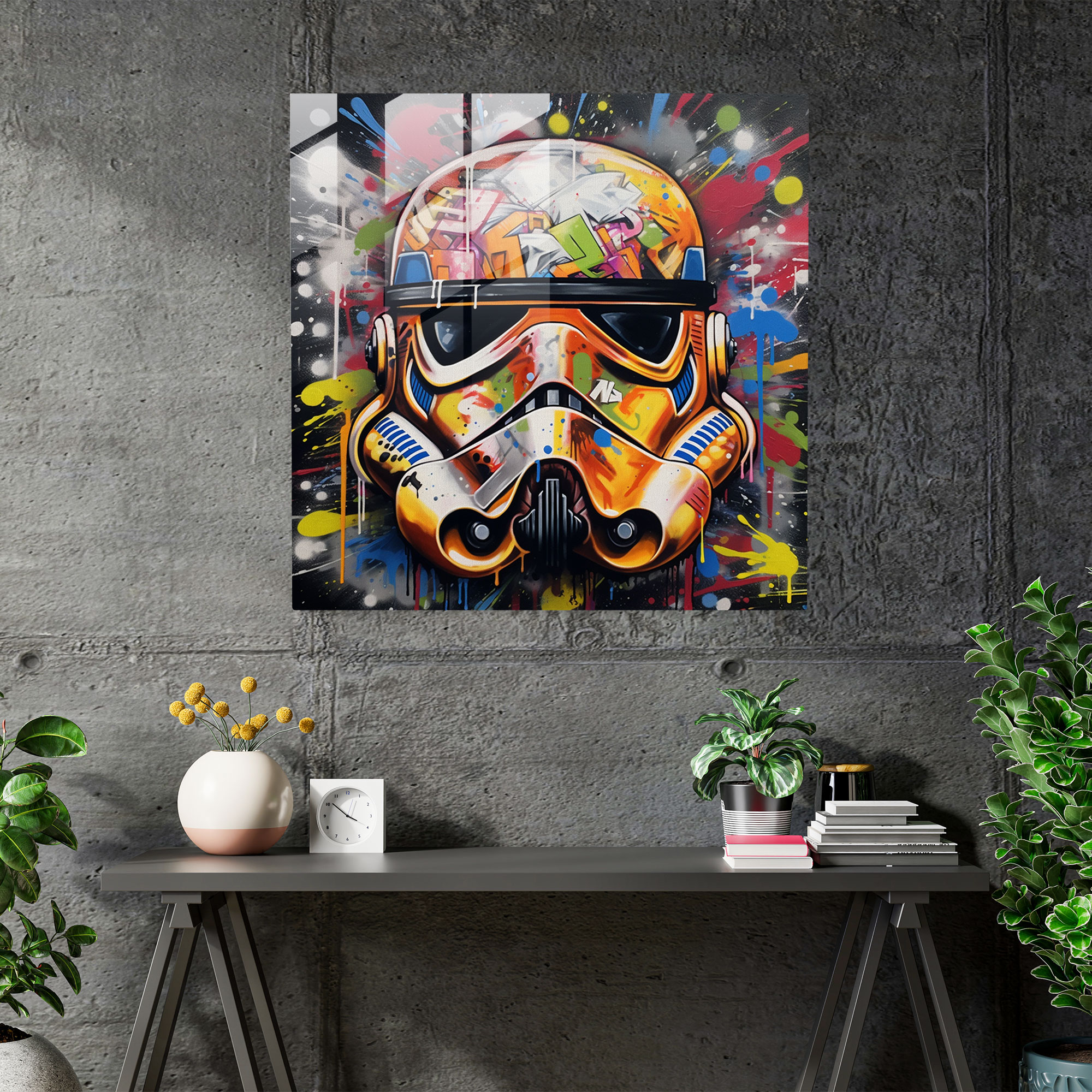 Rebellious Stormtrooper Graffiti Glass Print - Star Wars, Wall Decoration, Glass Print, Glass Art